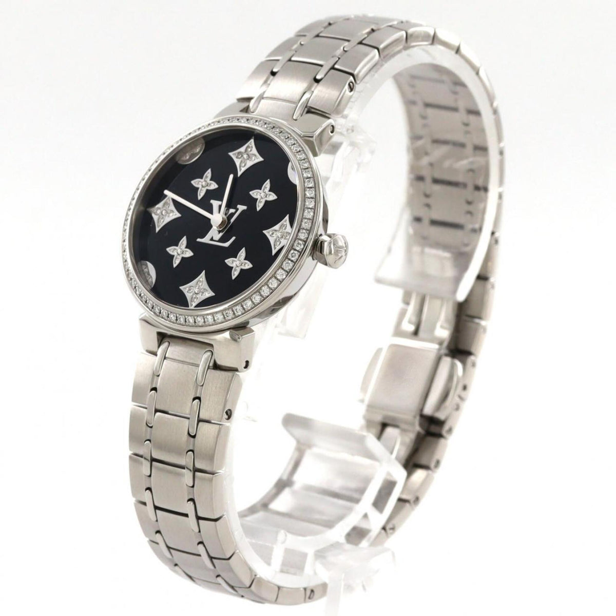 Louis Vuitton Tambour Slim QA161 horloge met zwarte wijzerplaat, 28 mm