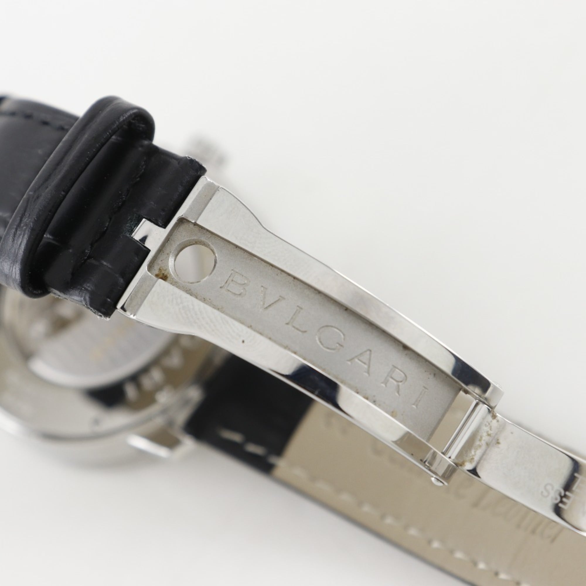 Montre Bvlgari BB41BSLD pour homme, en acier inoxydable et cuir, à remontage Automatique cadran Noir