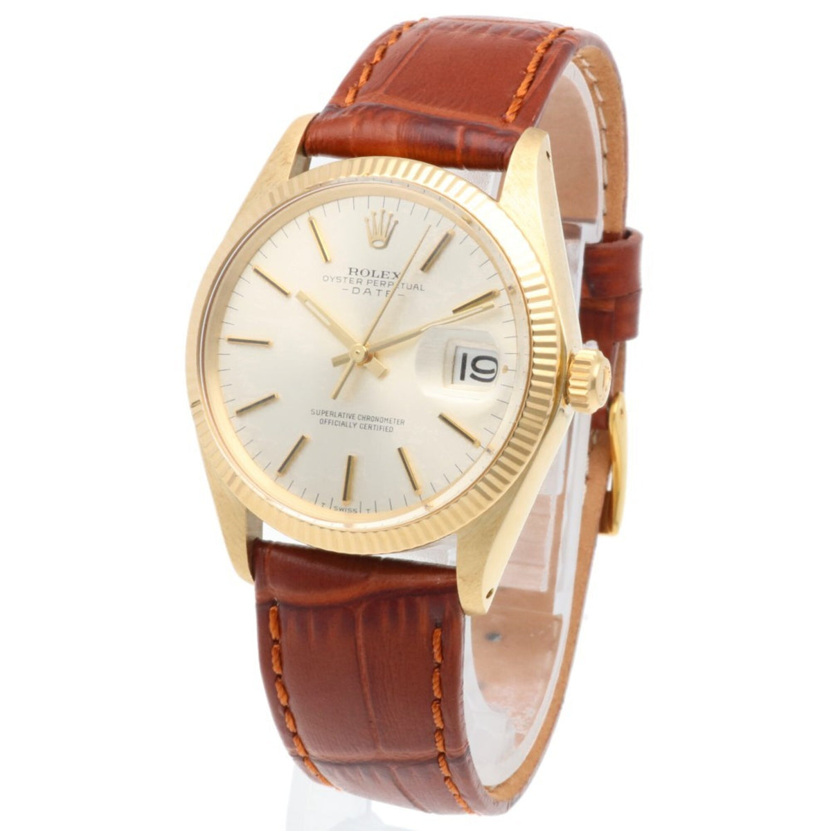 Rolex Date Oyster Perpetual K14 1503/7 Gold Dial 34mm Watch