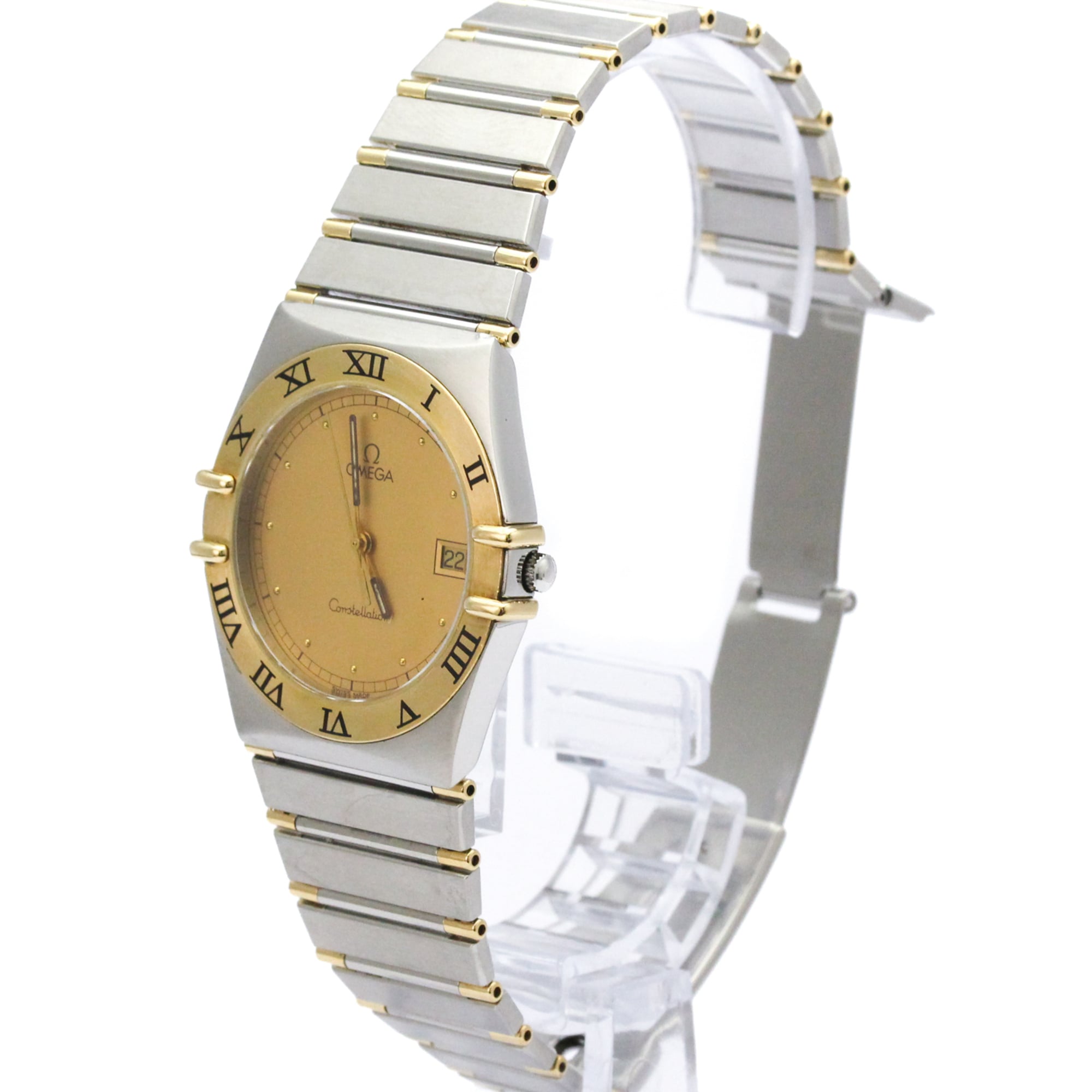OMEGA Constellation 18K Gold Steel Quartz Mens Watch 396.1080 Polished