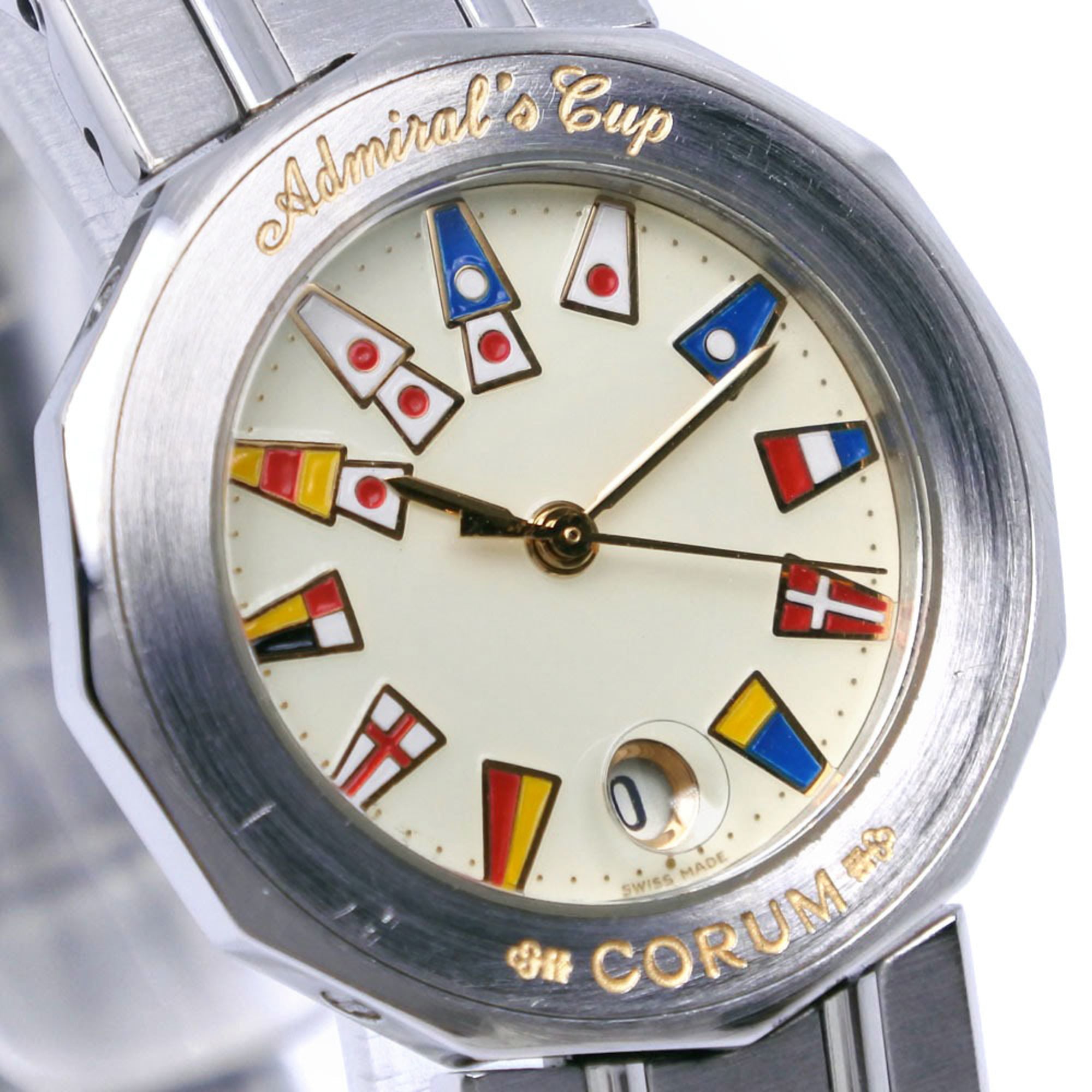 Corum Admiral's Cup-horloge 39.610.20V50B, roestvrij staal, quartz, analoog display, ivoorkleurige wijzerplaat, Admirals-damesmodel