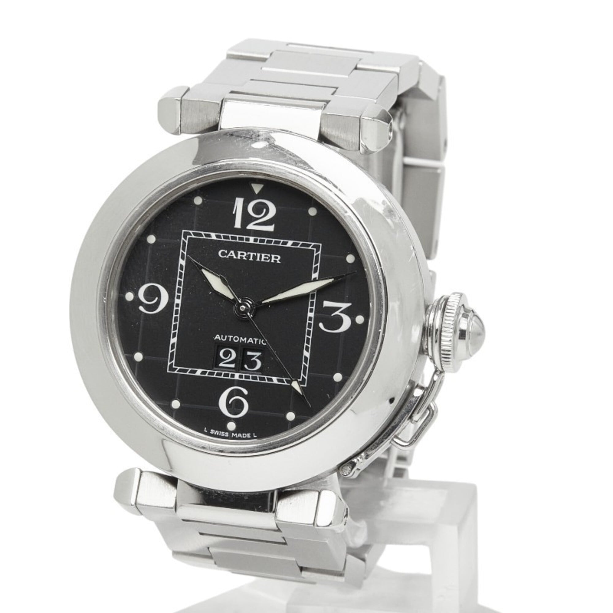 Cartier Pasha C Big Date W31053M7 Automatic (with manual ) Black Dial Stainless Steel Ladies CARTIER