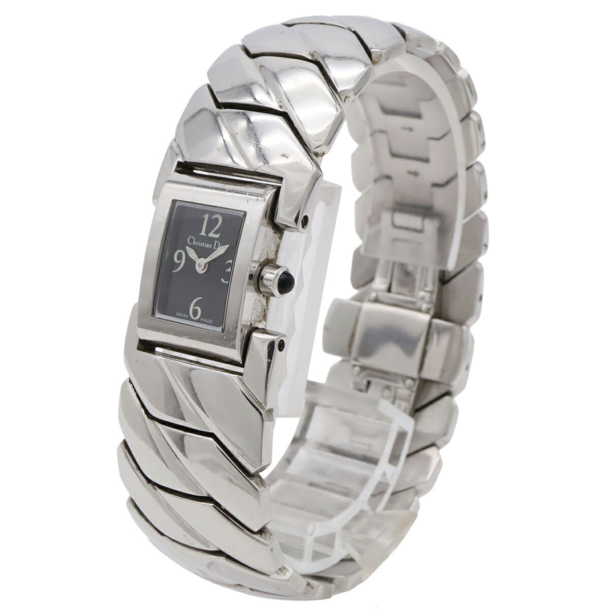 Christian Dior Art Deco D72-100 Schwarz Zifferblatt 14 mm Uhr