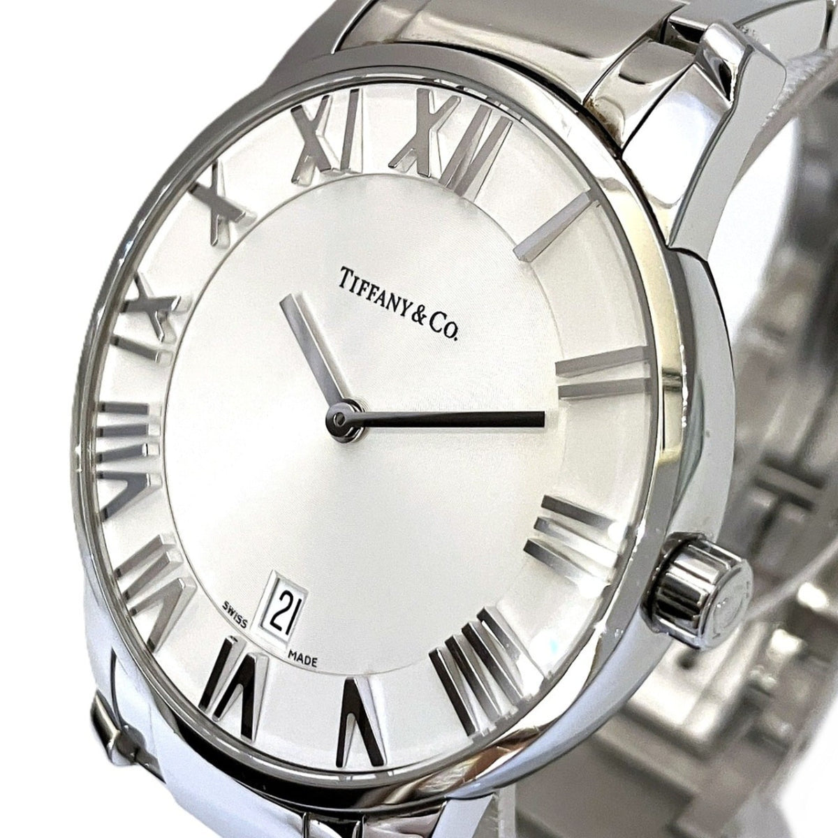 Tiffany & Co. Atlas Dome Z1800.11.10A21A00A horloge met witte wijzerplaat, 37 mm
