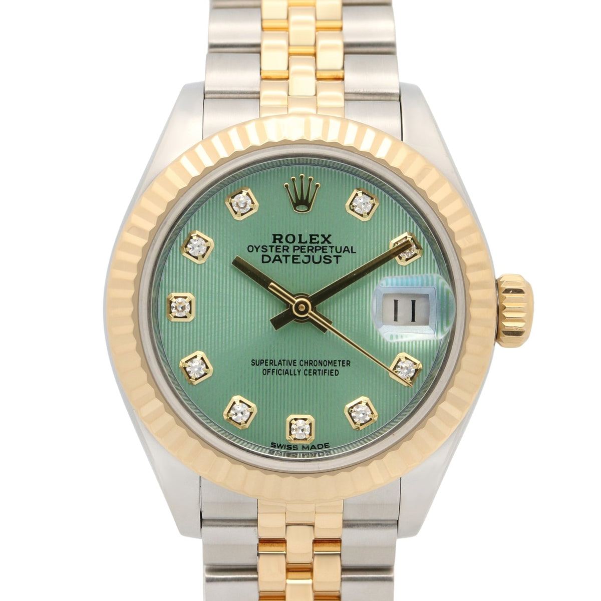 Rolex Datejust 10P Diamond 279173G Green Dial 28mm Watch