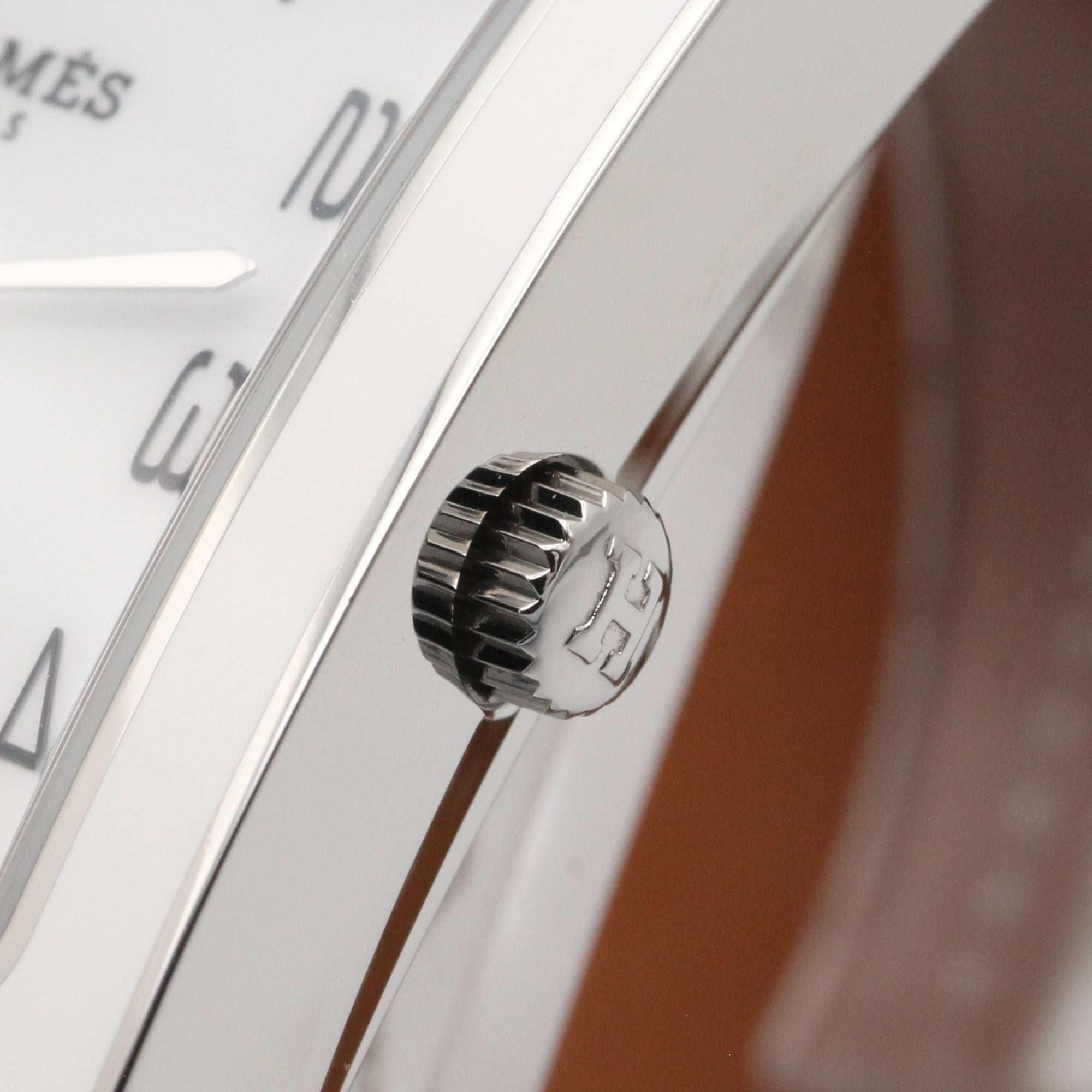 Hermes H- Double Tour Wrist Stainless Steel Leather Strap Wo White (HH1.520)