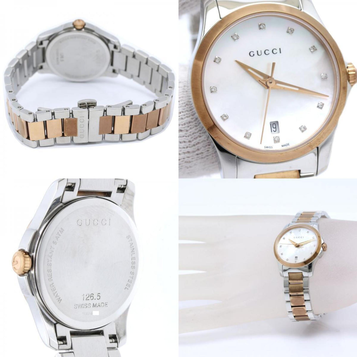Gucci G-Timeless YA126544 126,5 Weiß Zifferblatt aus Muschel 27 mm Uhr