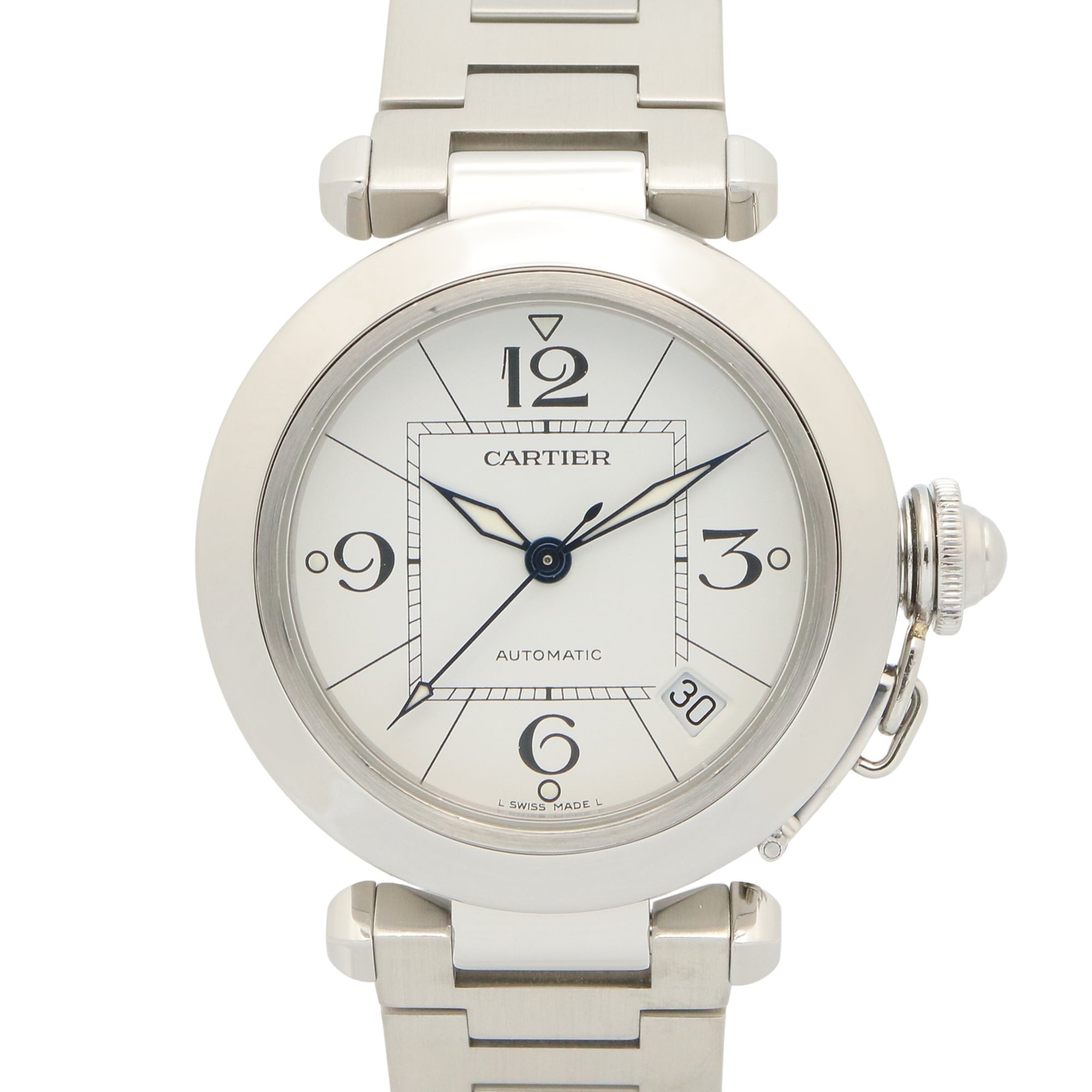 Cartier Pasha C watch, stainless steel, boys' size, white, W31074M7