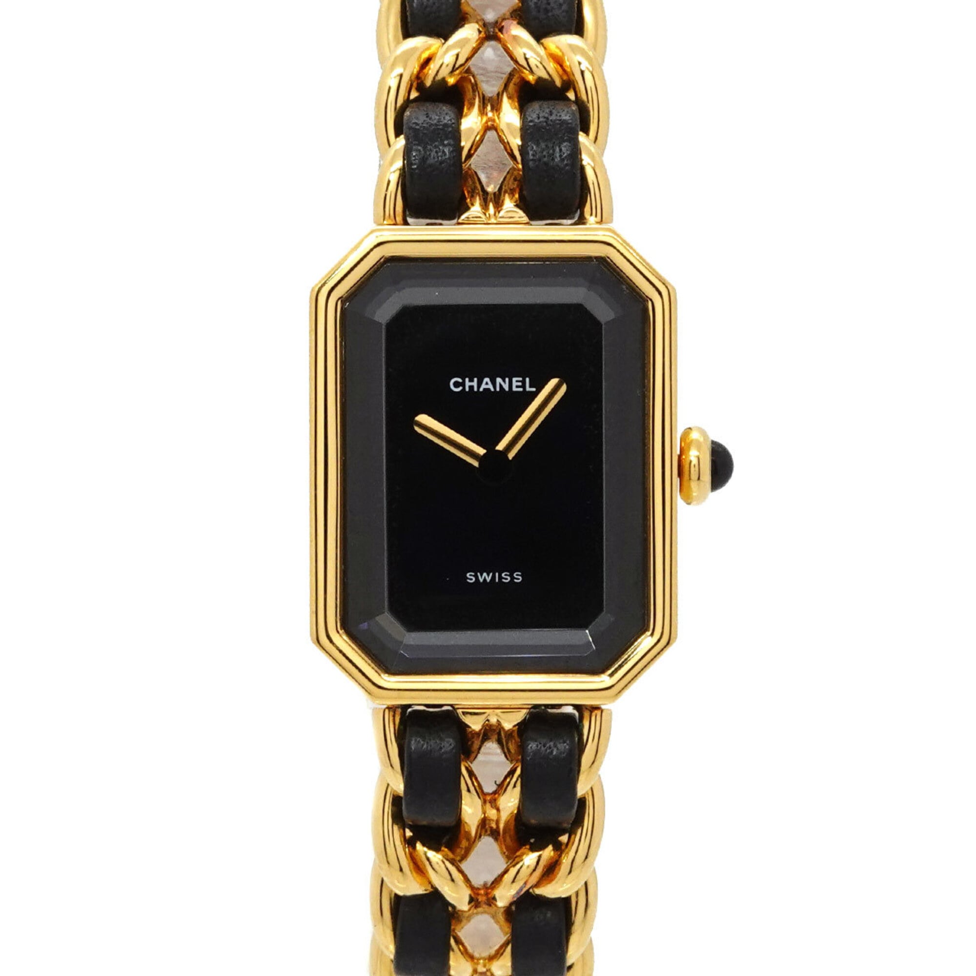 Chanel Premiere Large Size H0001 Wo Black Gold Quartz