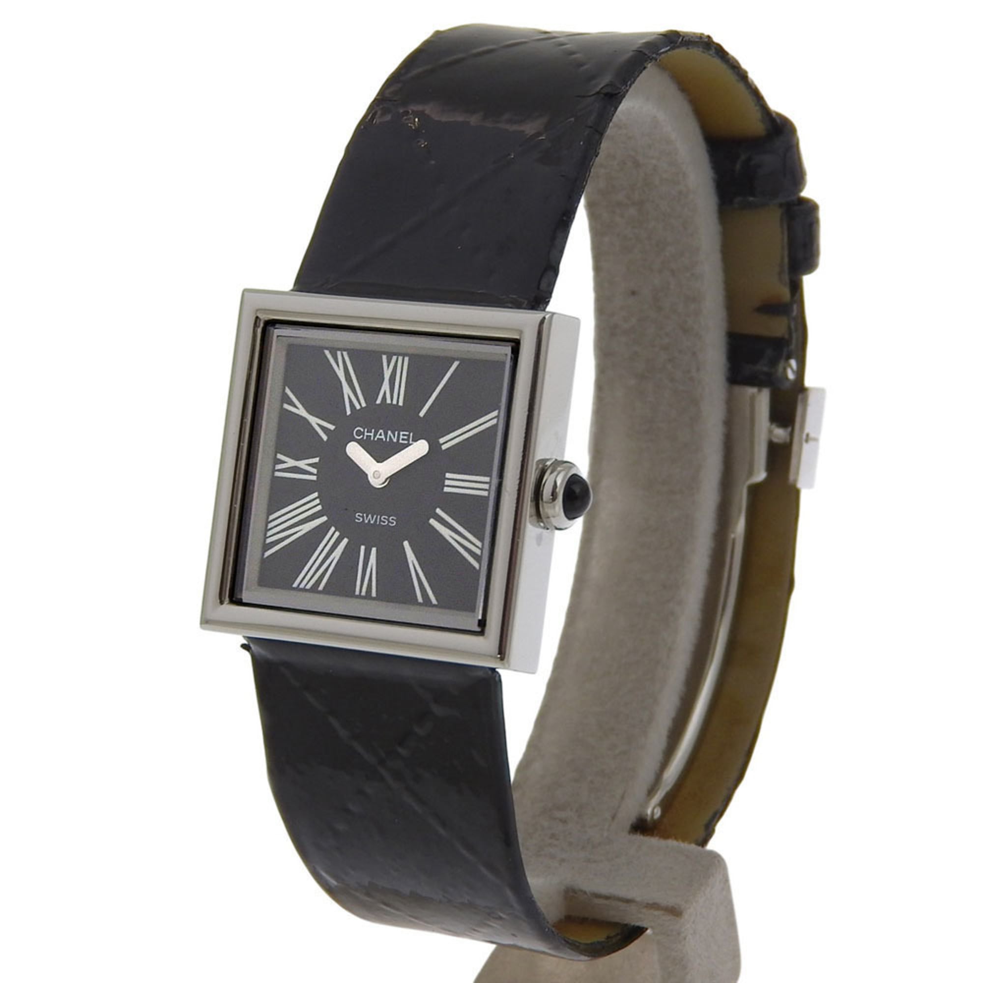 Chanel Mademoiselle H0525 Black Dial Stainless Steel/Enamel Leather Quartz 23mm Women's Watch