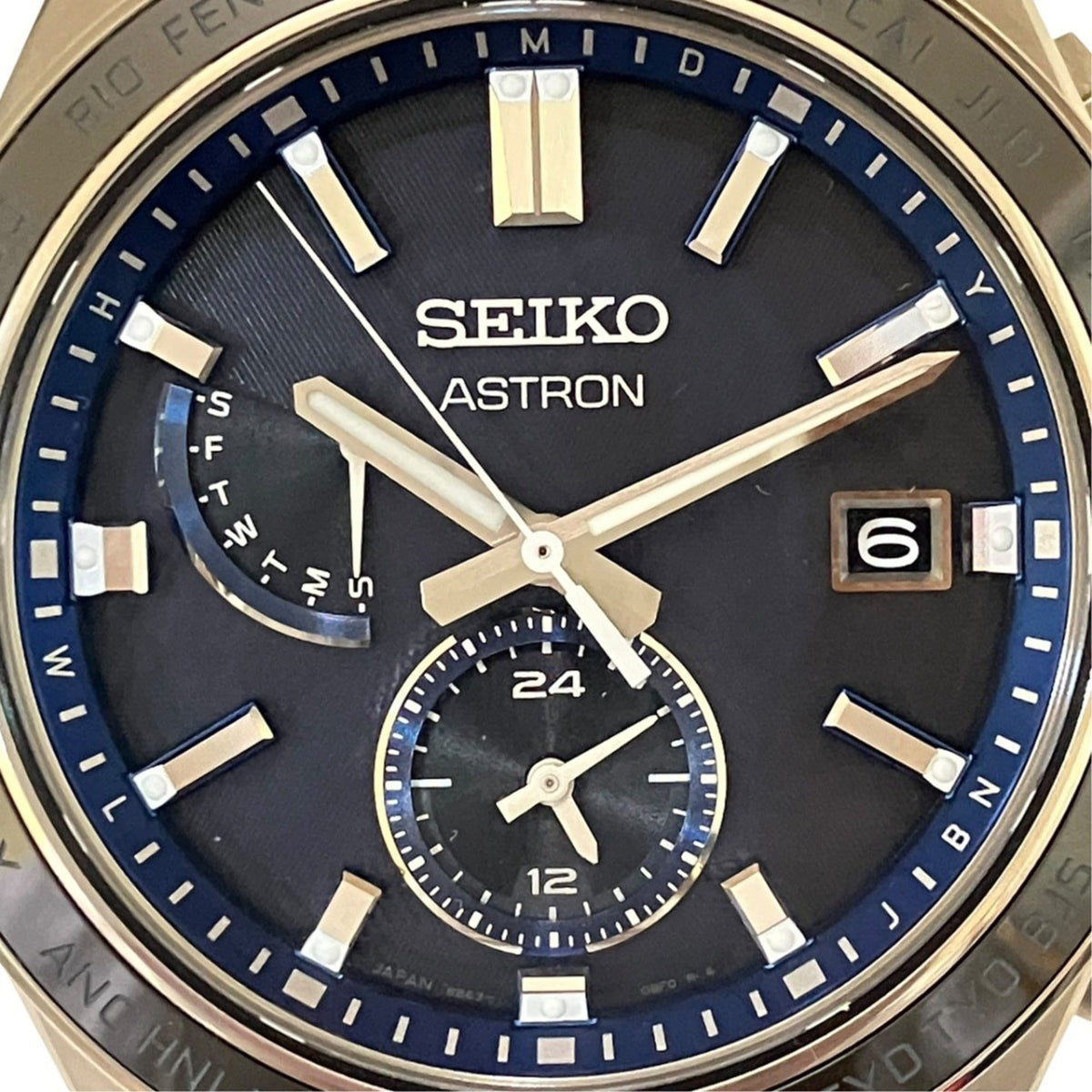 Seiko Astron Nextar World Time SBXY051/8B63-0BD0, marineblaues Zifferblatt, 42 mm Uhr