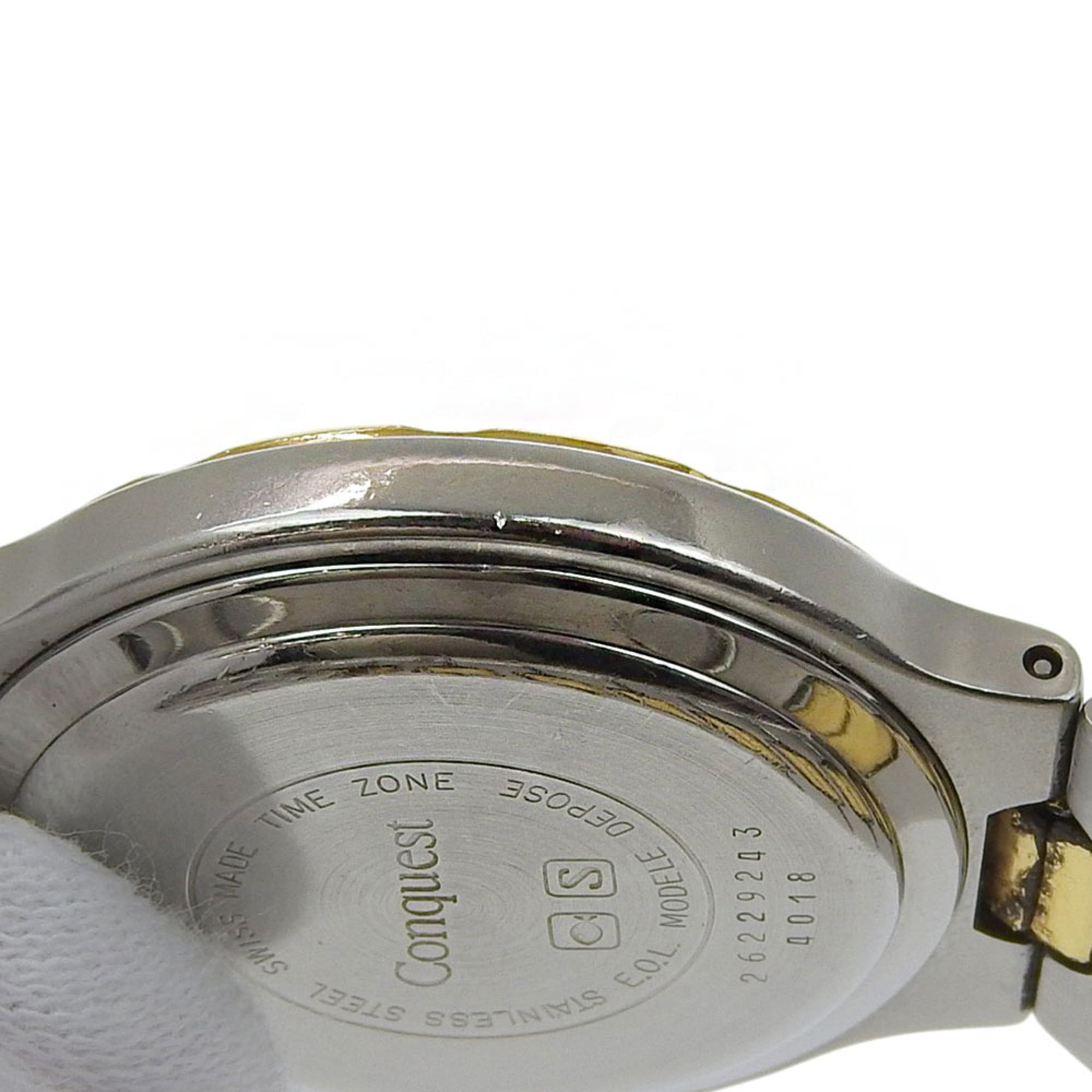 Longines Conquest 4018 horloge, roestvrij staal met verguld afwerking, witte wijzerplaat, quartz, analoog, herenhorloge.