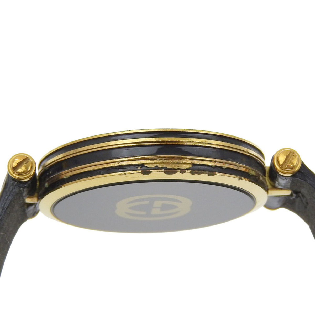 Gucci Sherry Line Watch, Gold Plated, Quartz, Analog, Black Dial, Men's