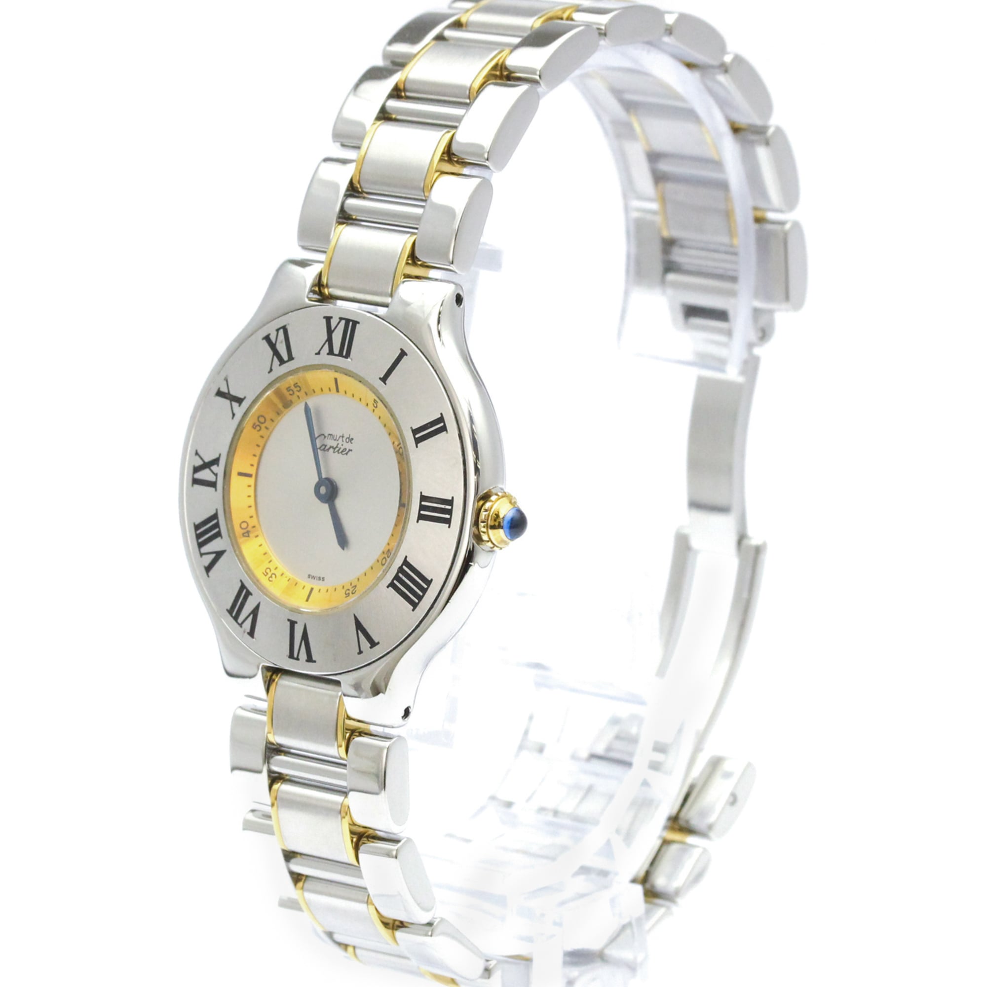 CARTIER Must 21 Gold Plated Steel Quartz Ladies Watch W10074R6 Polished
