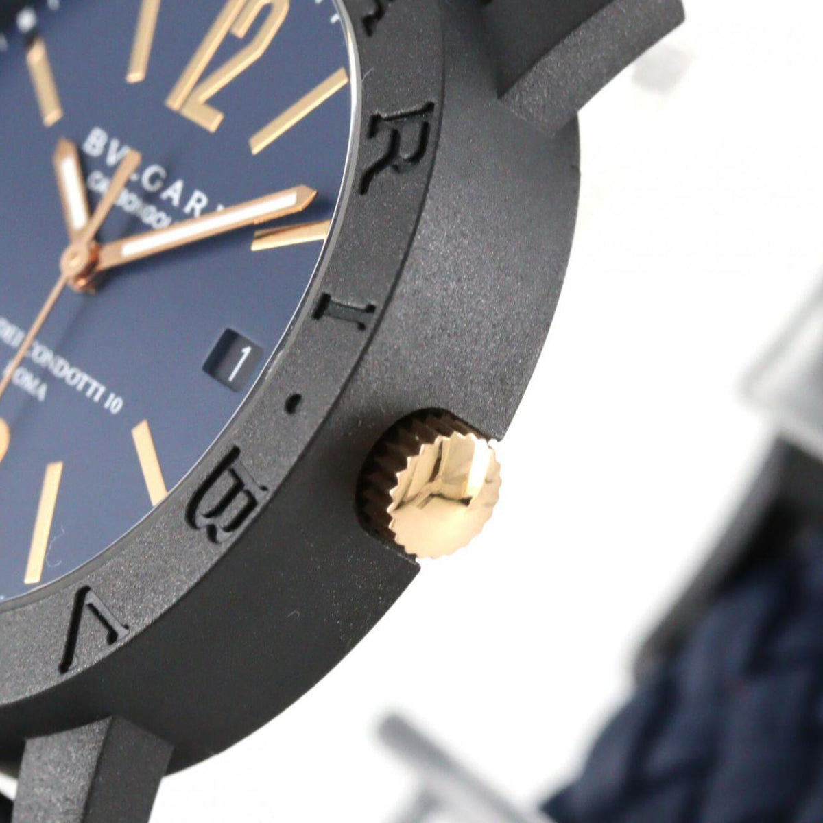 Bvlgari Carbon Gold BB40CL/BBP40C3CGLD/102634 Blaues Zifferblatt 40mm Uhr