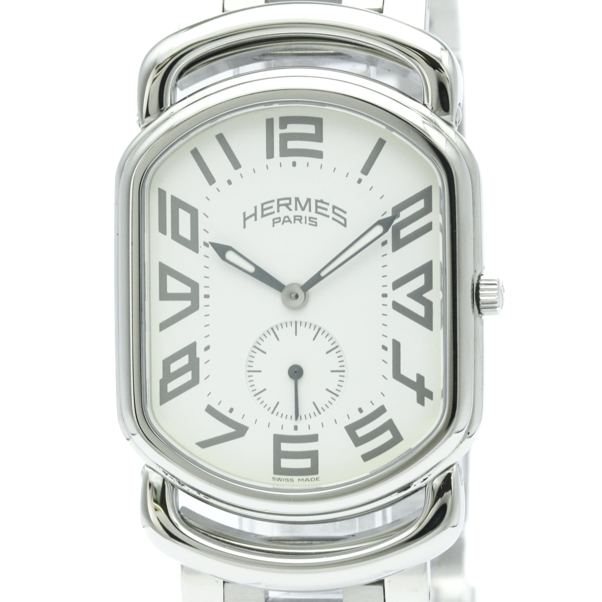 HERMES Rally Stainless Steel Quartz Mens Watch RA1.810 Polished