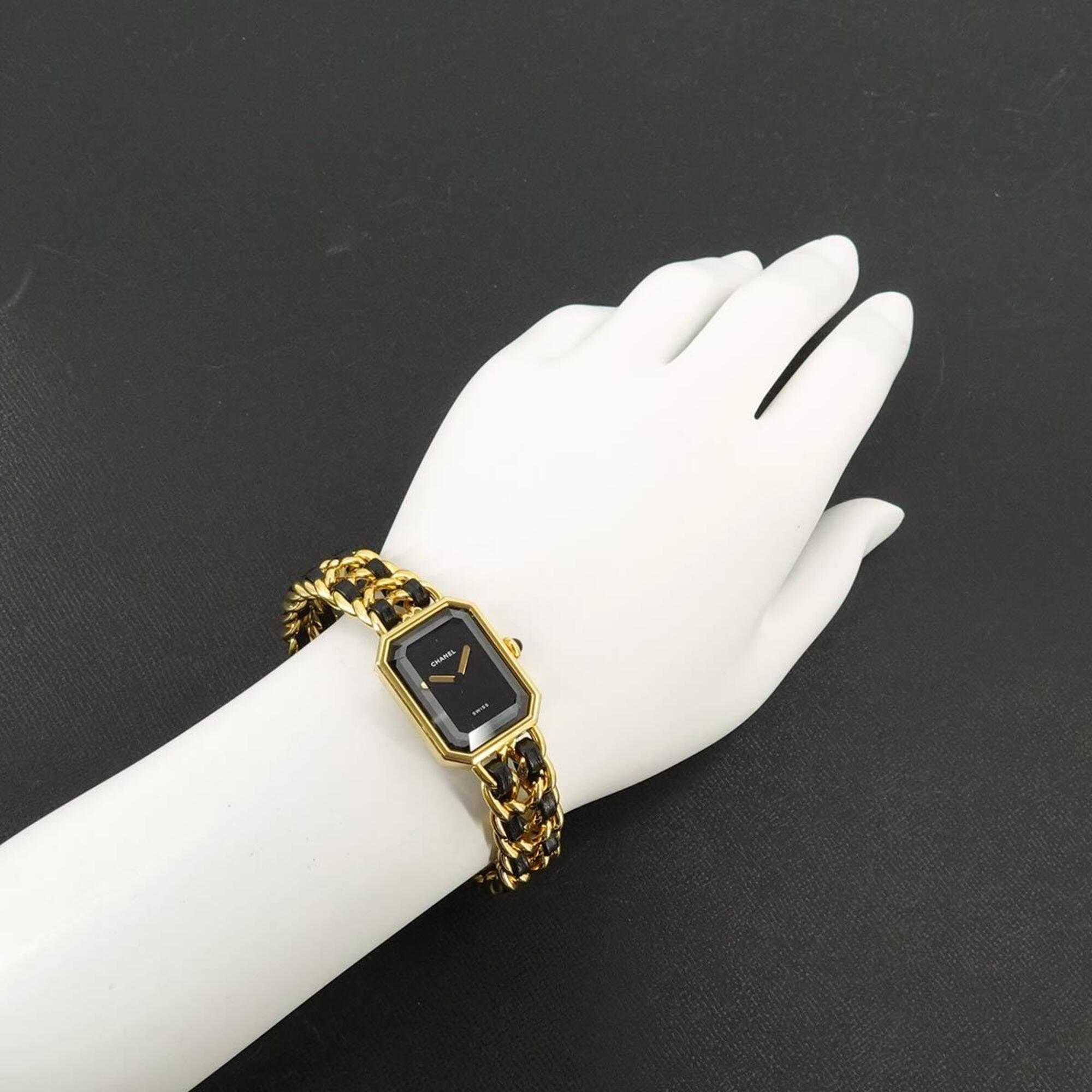 Chanel Premiere Large Size H0001 Women's Watch Black Gold Quartz
