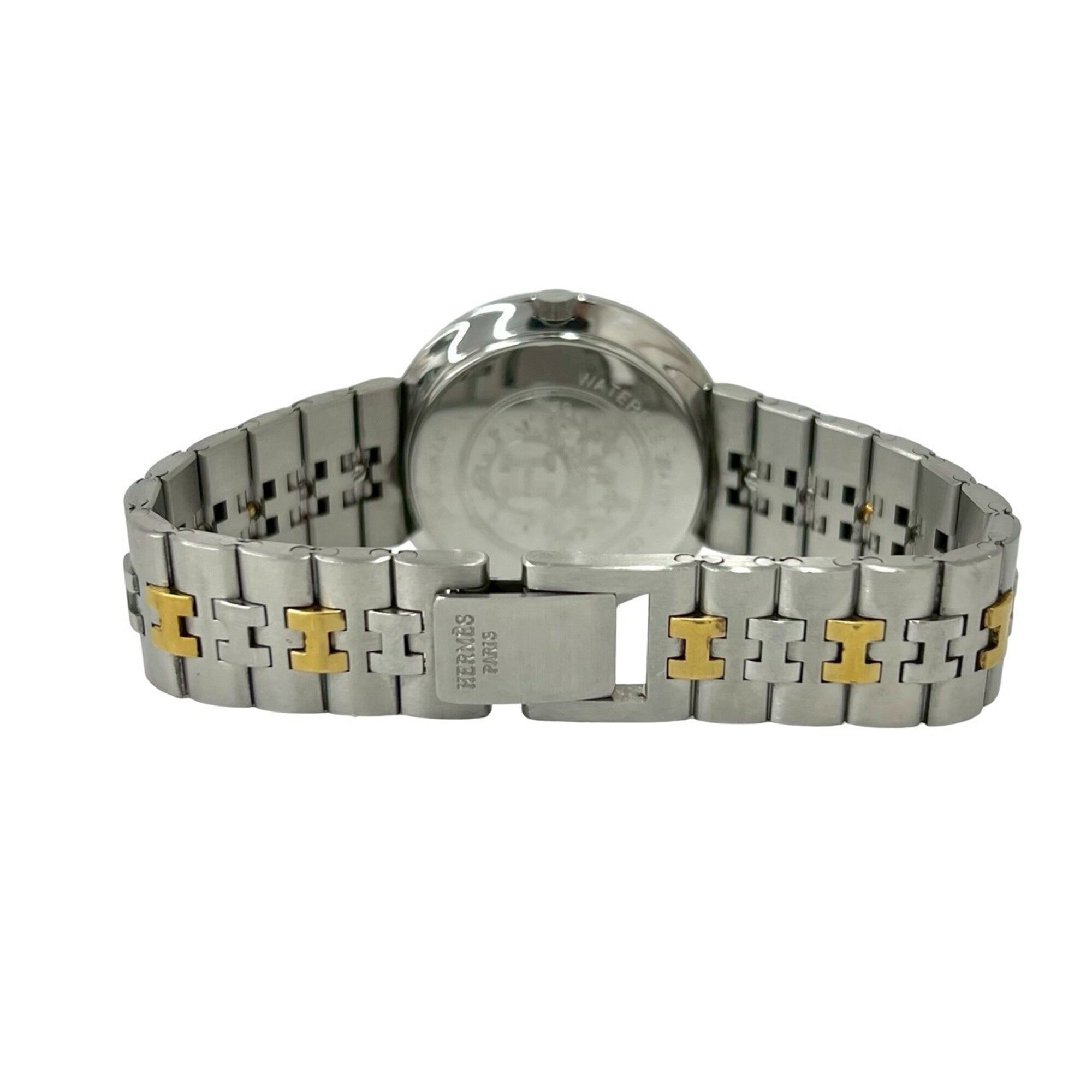 HERMES Clipper Stainless Steel GP Quartz Wristwatch, Silver/Gold, 32086