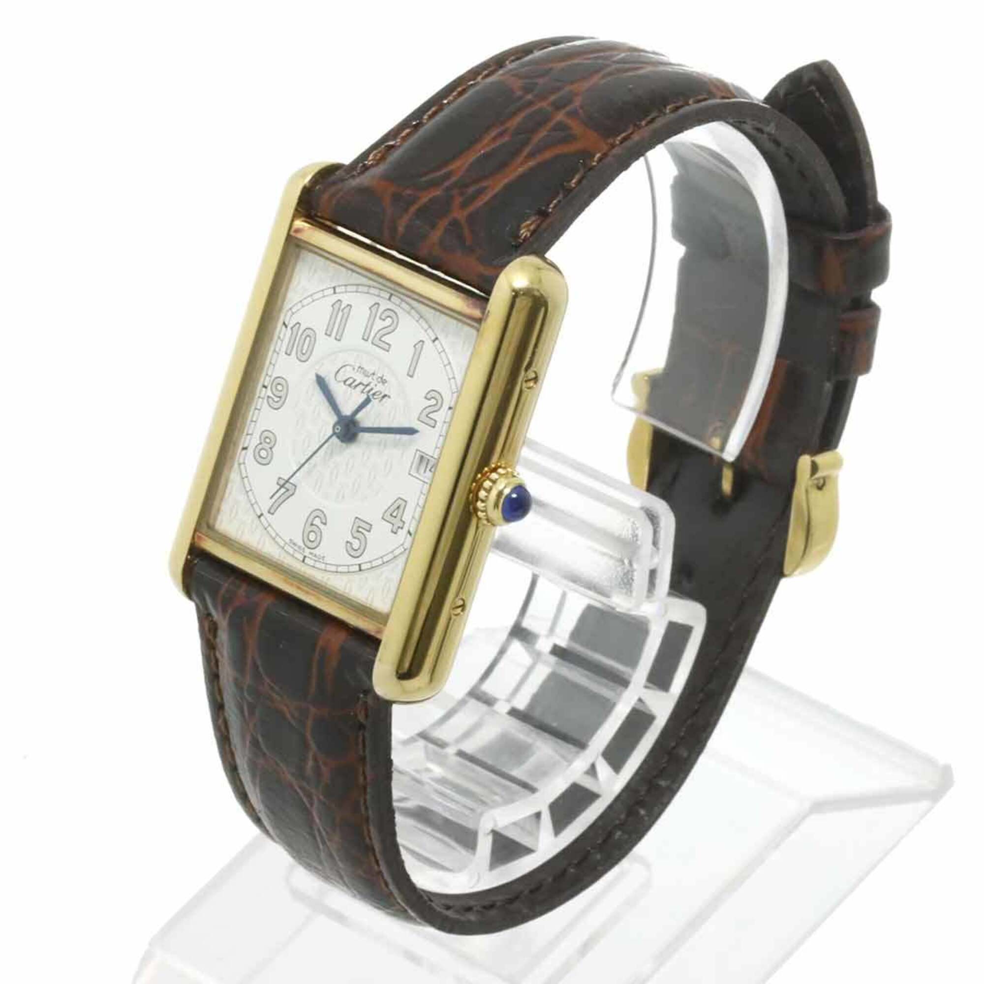 Cartier Must Tank Vermeil XL W1013954 Men's Watch White SV925 Quartz