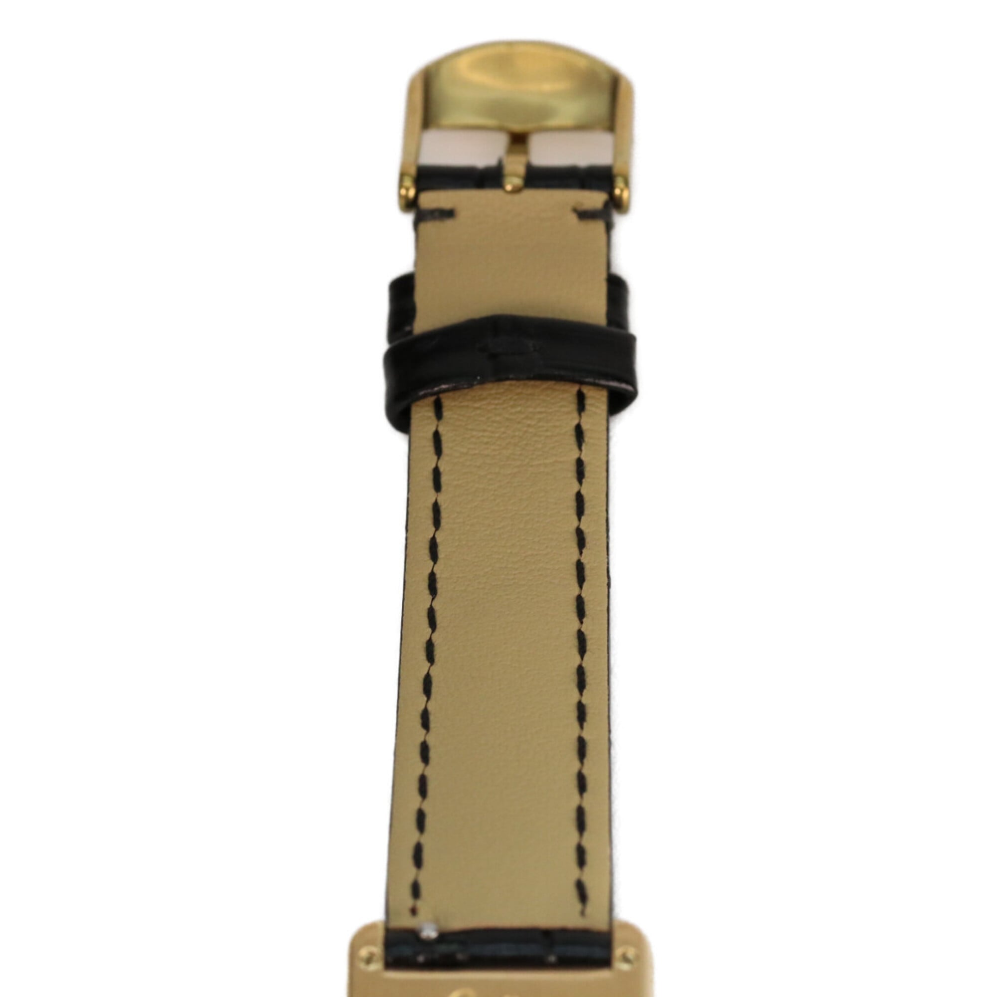 Cartier 925 Must Tank Vermeil SM Quarz-Lederuhr, Elfenbein, Damenuhr