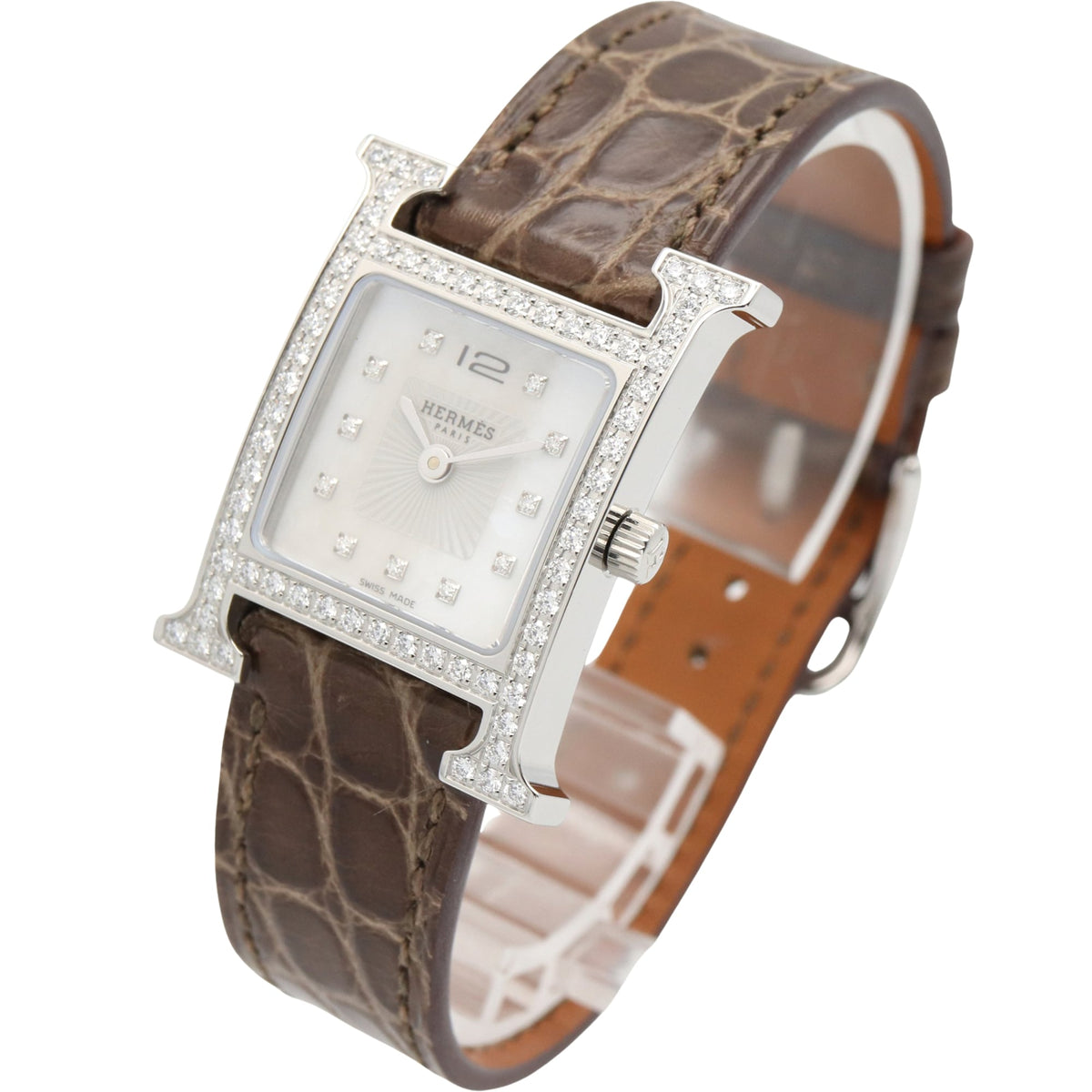 Hermes H- HH1.230 Weiß Gehäuse Zifferblatt 21 mm Uhr