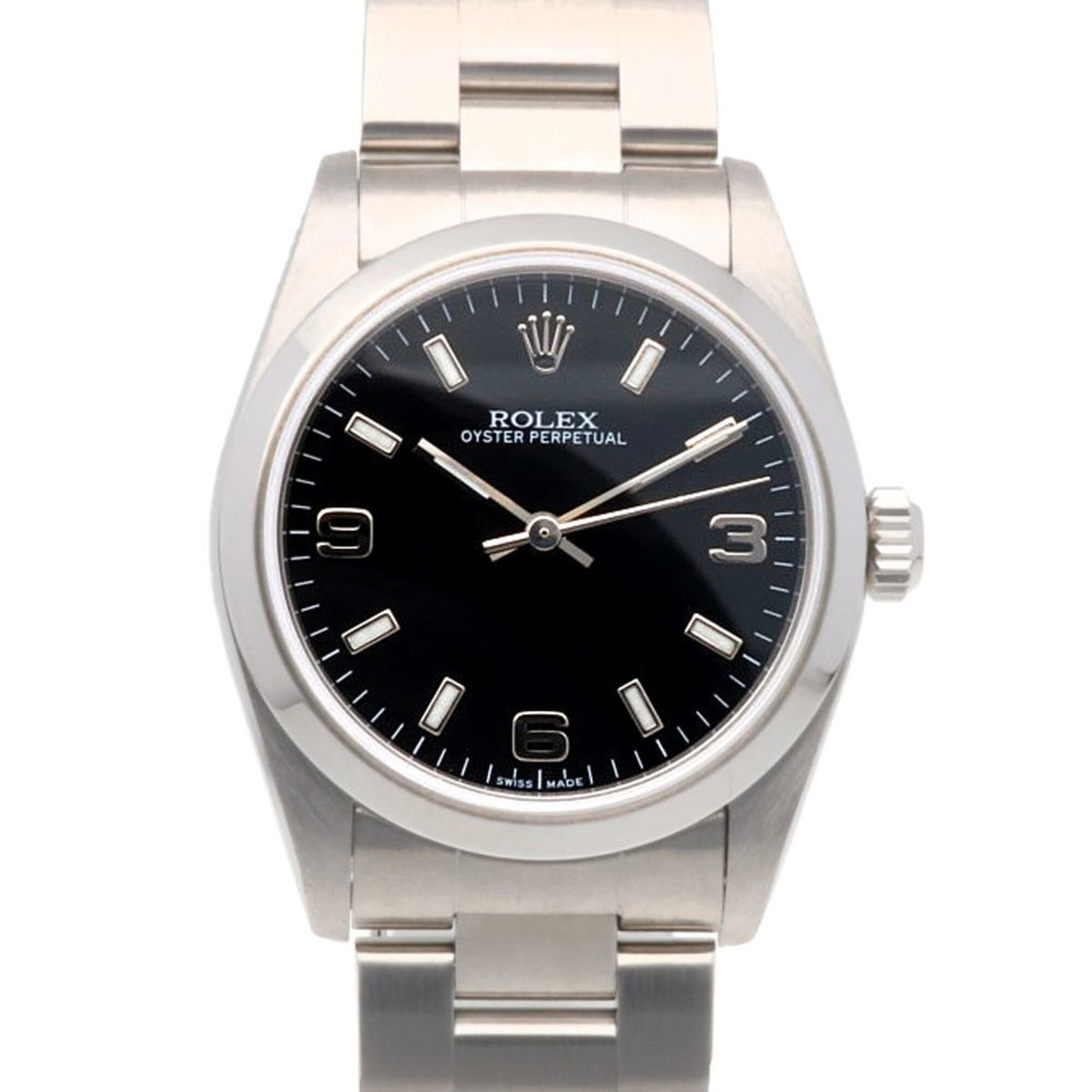 Rolex Oyster Perpetual 77080 Schwarz Zifferblatt 30 mm Uhr