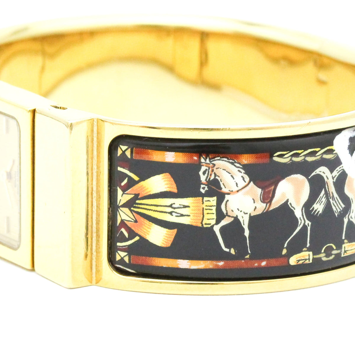 Hermes Loquet LO1.201 horloge met gouden wijzerplaat, 20 mm