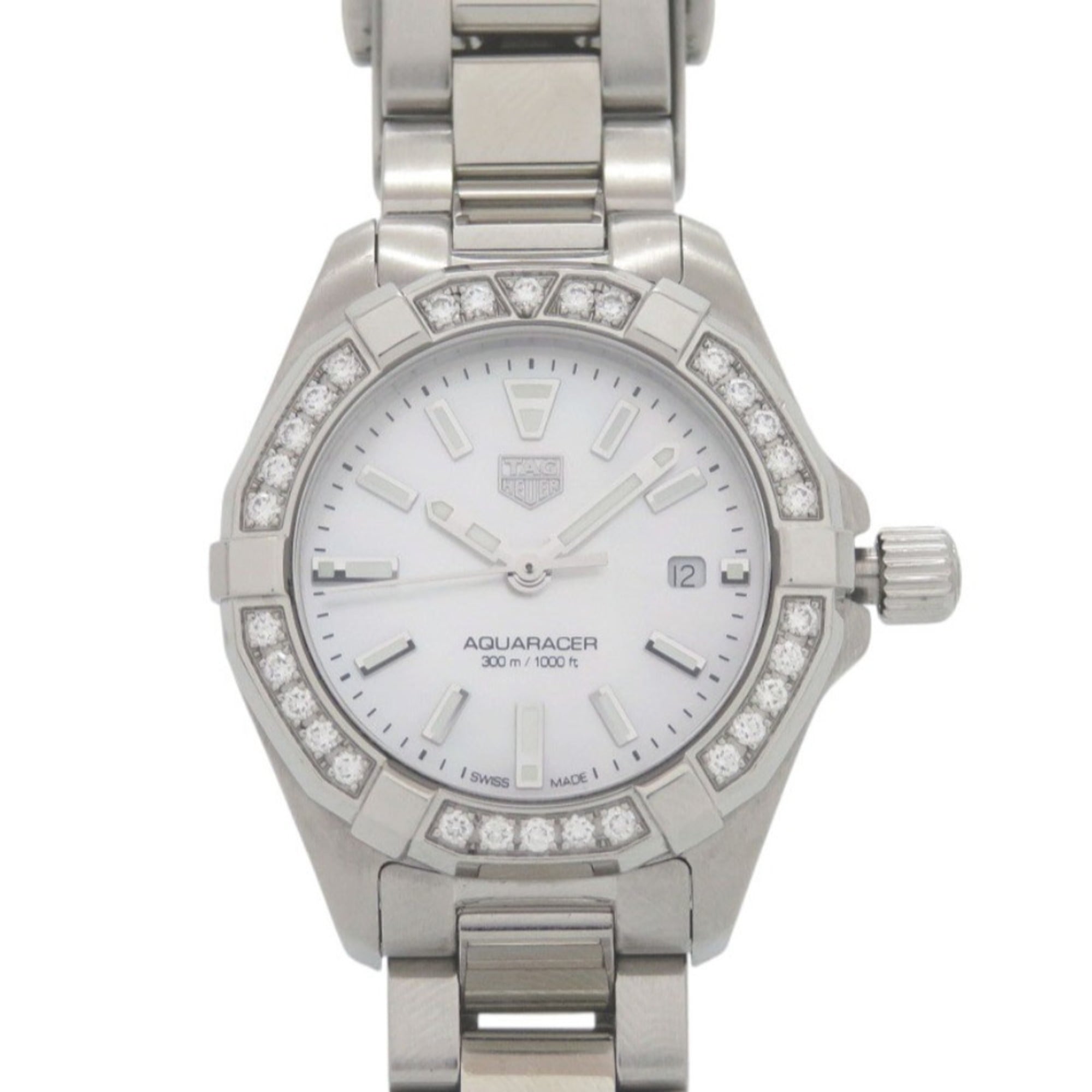 TAG Heuer Aquaracer Diamond Bezel WBD1413.BA0741 Stainless Steel White Shell Dial Quartz Watch 0235 HEUER
