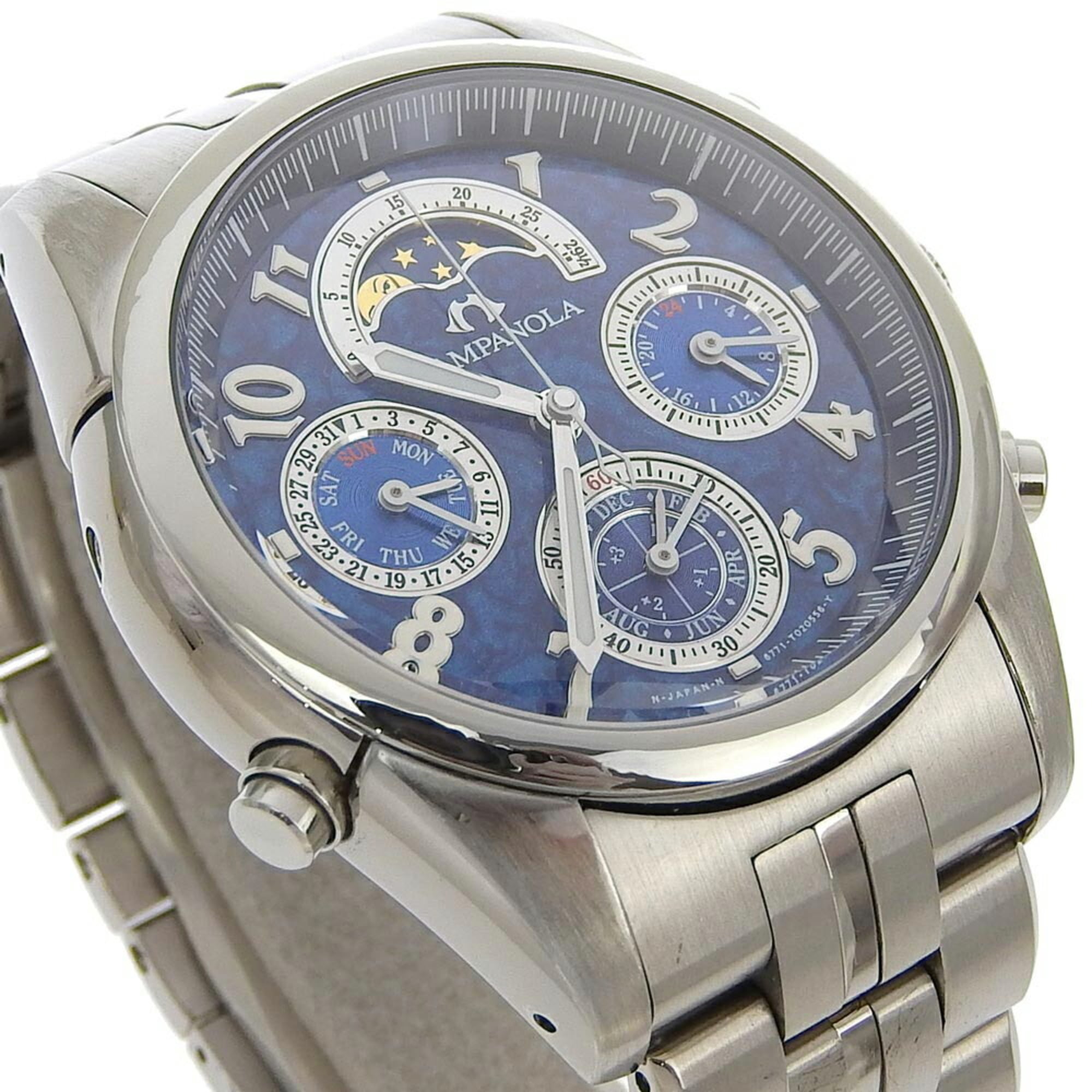 Citizen Campanola Watch Moon Face 6771-T010750-TA Herrenuhr aus Edelstahl mit Quarz blauem Zifferblatt S111624325
