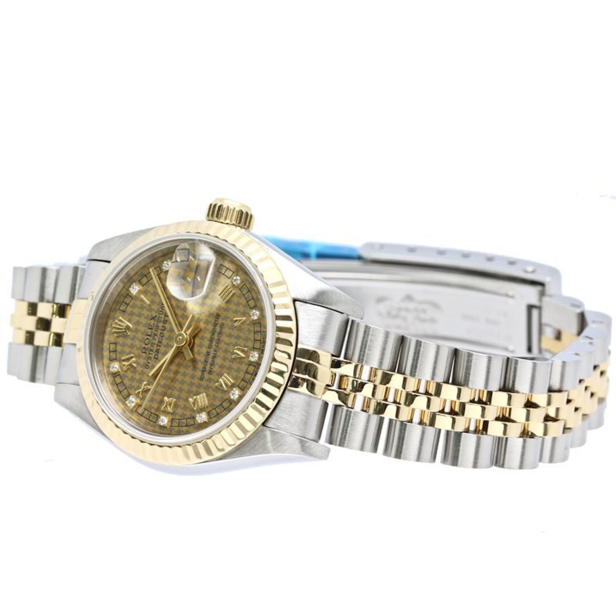 ROLEX Datejust 10P Diamond Houndstooth Gold 69173G Wo 40548