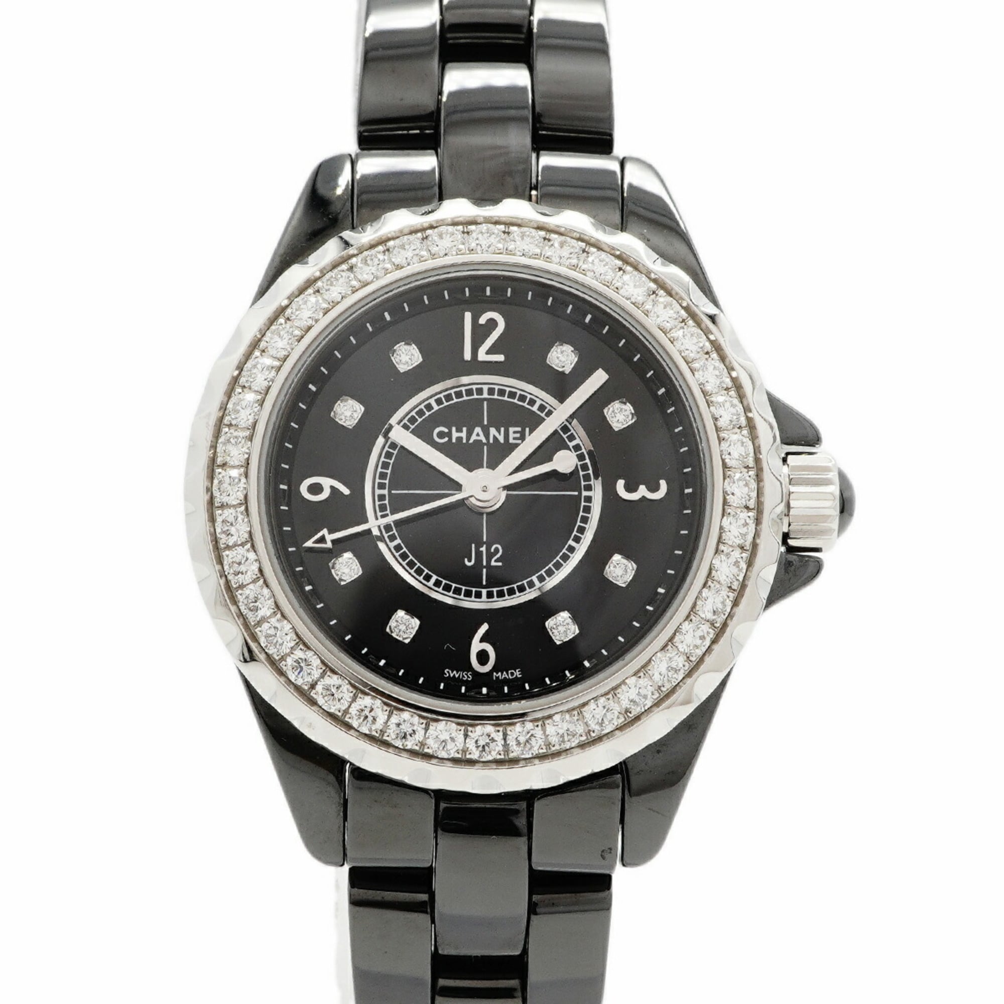 Chanel J12 Diamond H2571 Black Dial Women's Watch