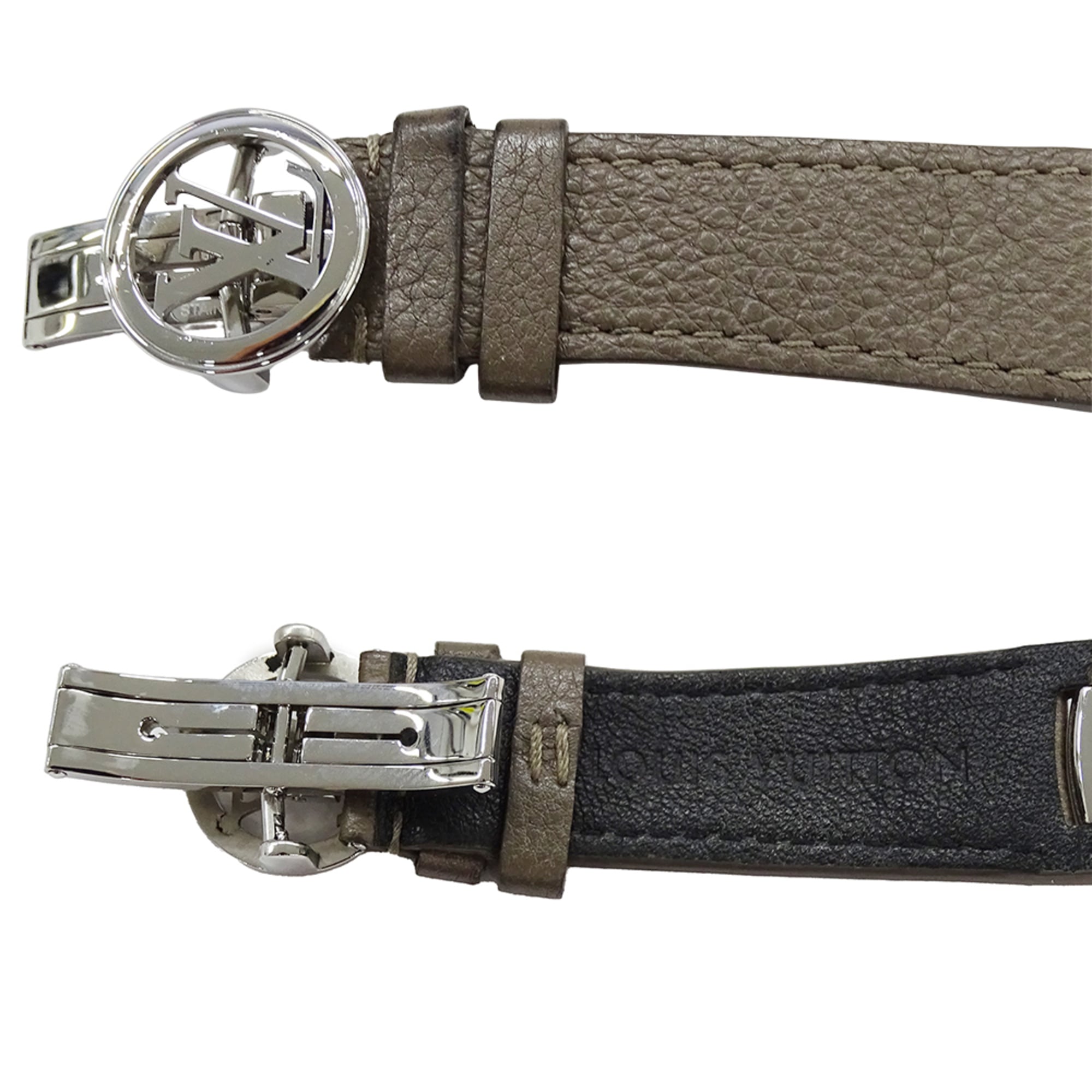Louis Vuitton LOUIS VUITTON Montre Pour Hommes Modèle Fifty Five Automatique AT Acier inoxydable SS Cuir Q6G20 Rond