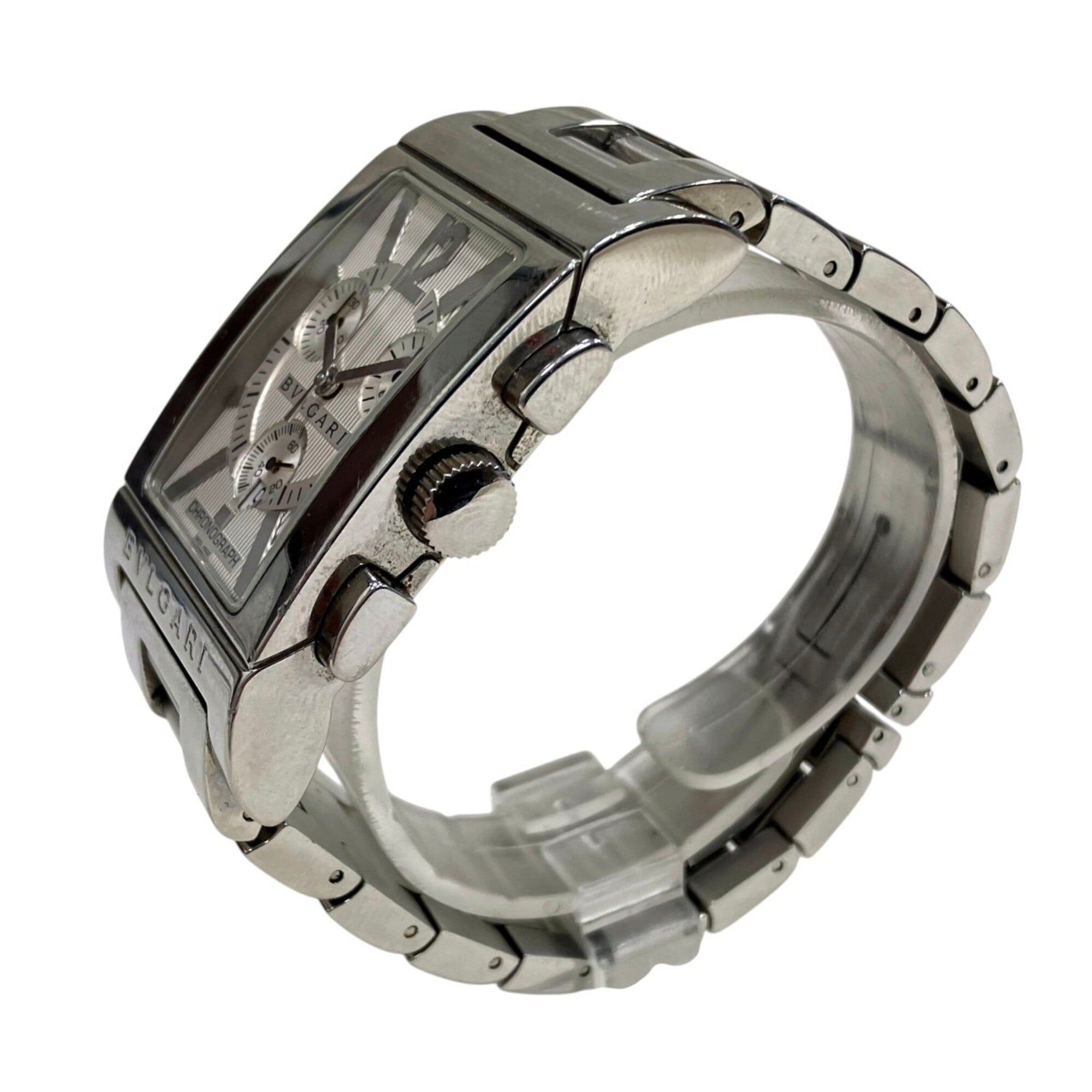 Bulgari BVLGARI Rettangolo watch, total weight 121g, stainless steel, quartz movement, silver dial, RTC49S