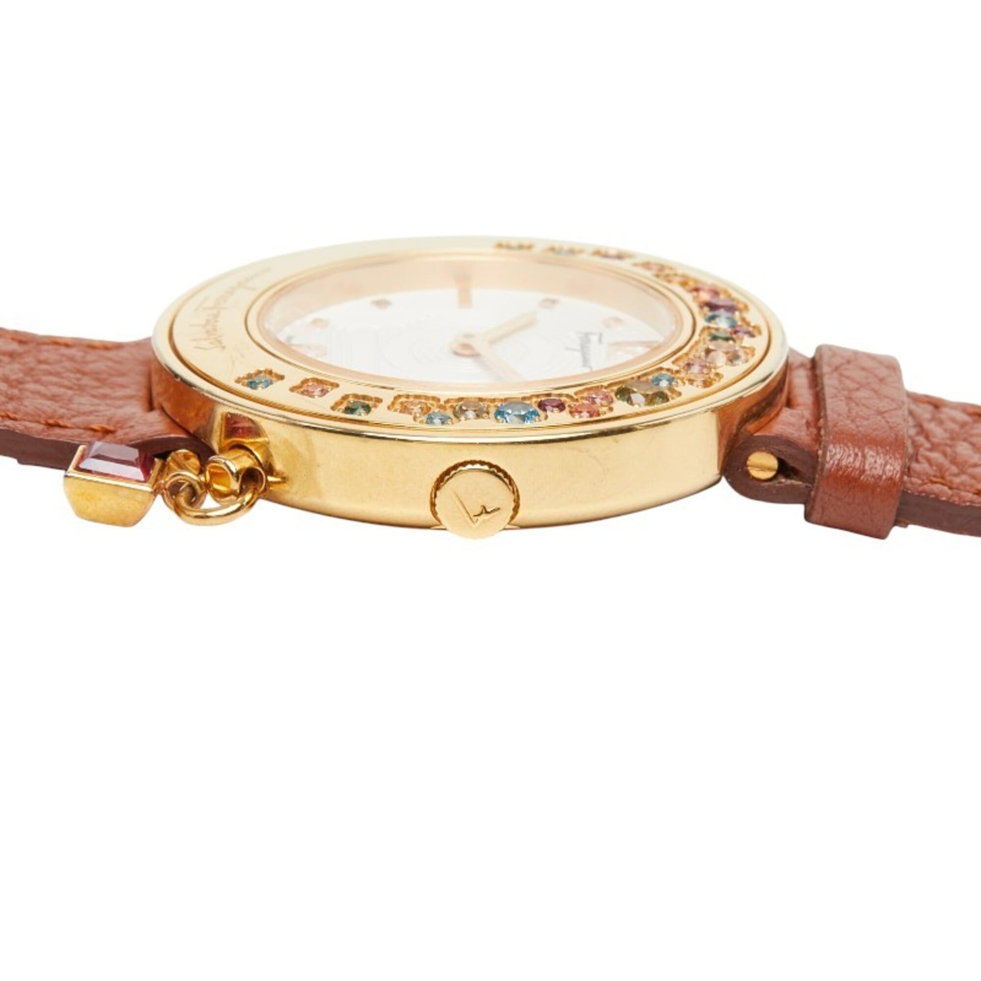 Salvatore Ferragamo Gancini Sparkling F64SBQ50001 Quartz White Dial Stainless Steel Topaz Ladies
