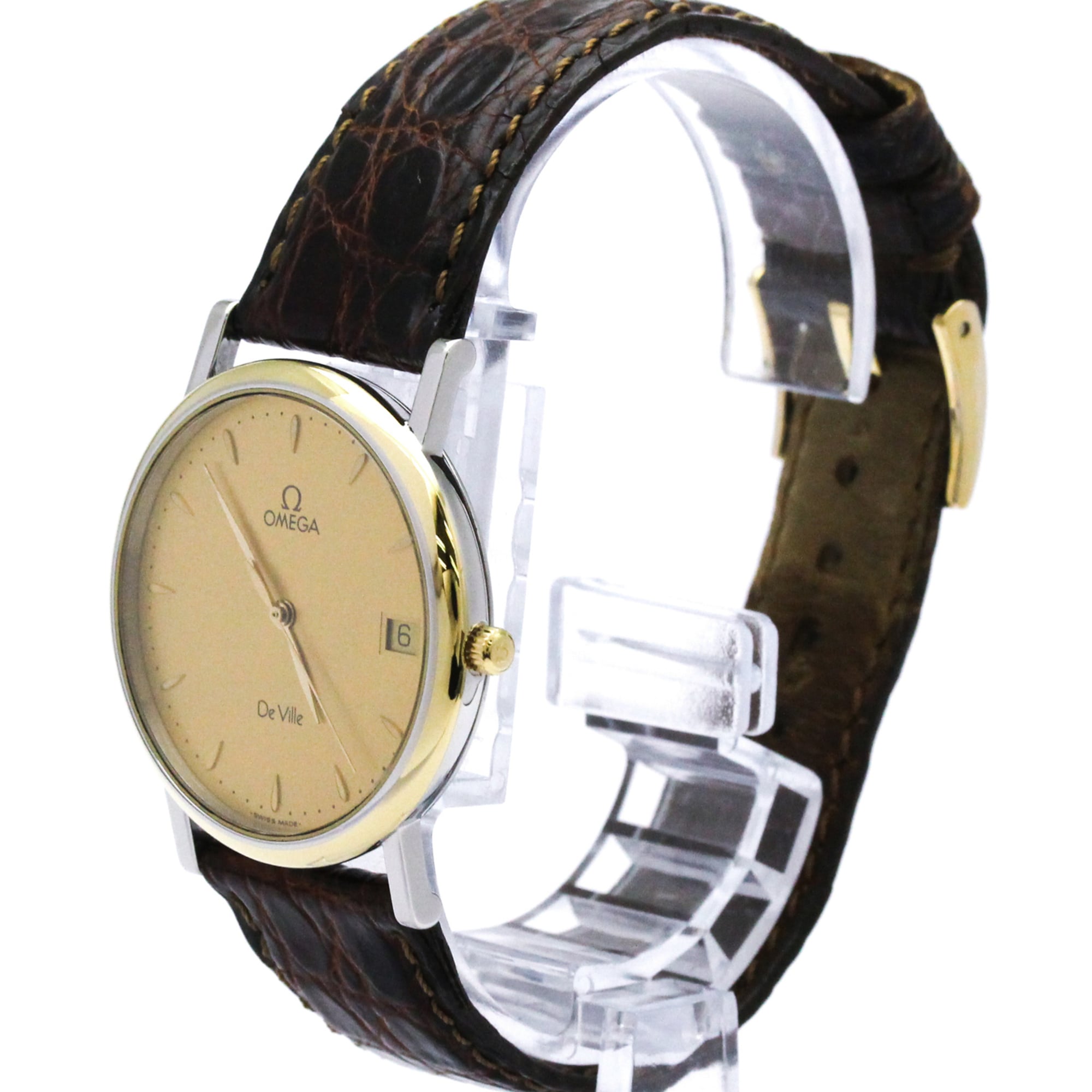 OMEGA De Ville Prestige Quartz Gold Plated Mens Watch 7400.11 Polished