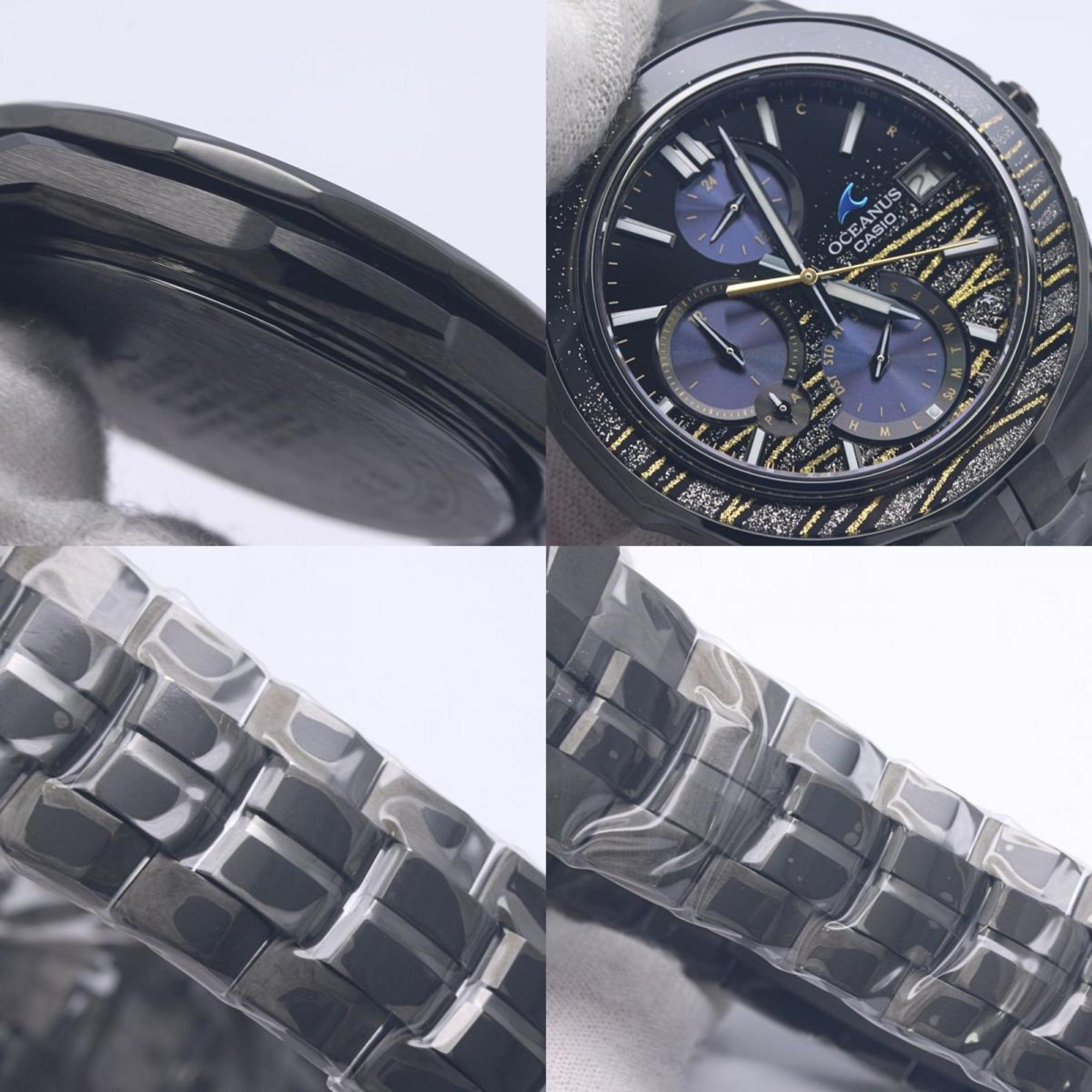 CASIO Oceanus Manta OCW-S5000MES-1AJR herenhorloge van titanium met Maki-Bokashi-goudkleurig rimpelpatroon (gelimiteerde oplage van 300 stuks) 40277