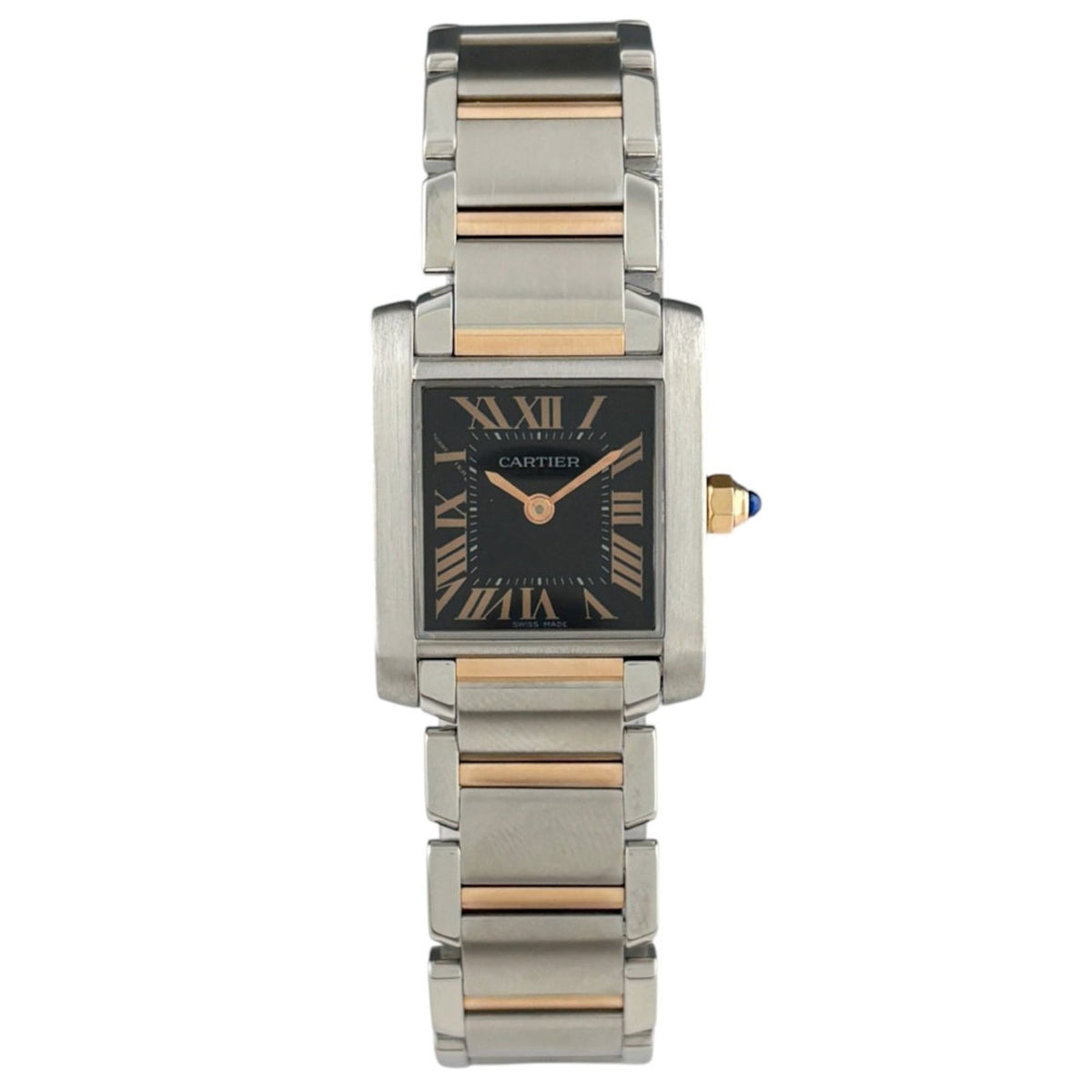 Cartier Tank Française SM W5010001 horloge met zwarte wijzerplaat, 20 mm