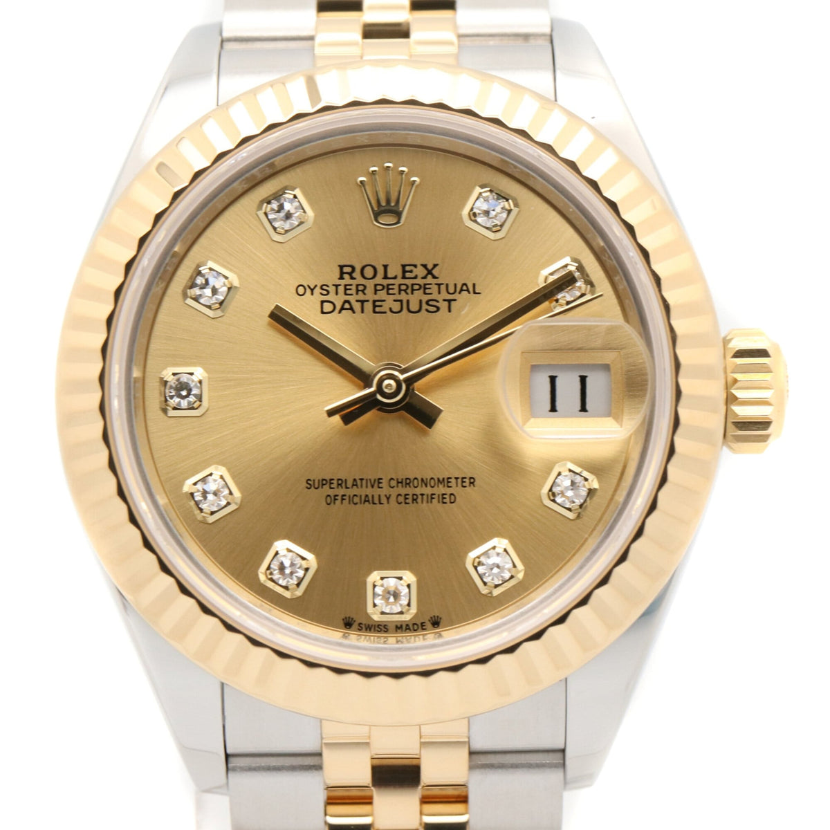 Montre Rolex Datejust 10P Diamond 279173G Champagne, cadran doré, 28 mm