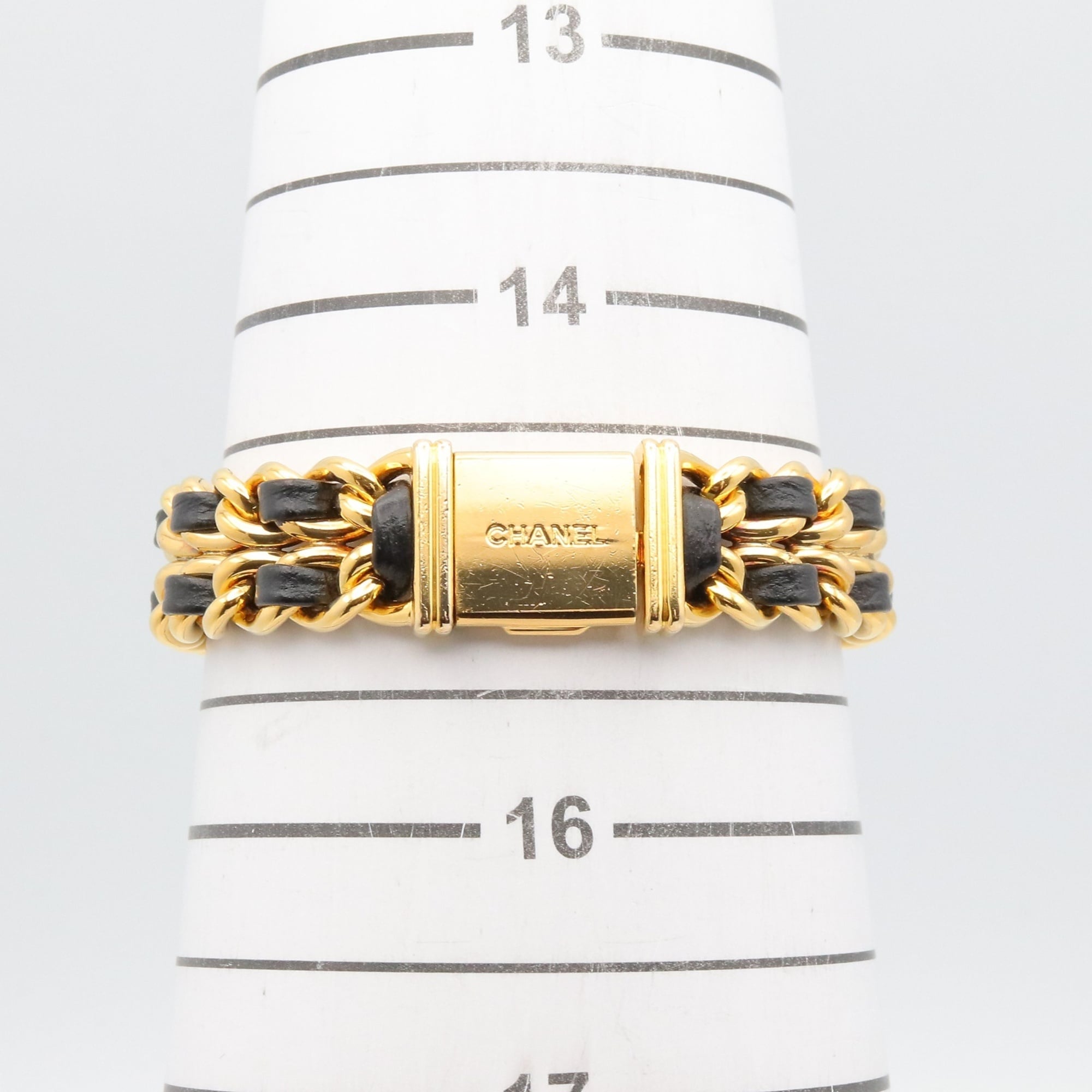 Chanel CHANEL Première M-horloge, verguld leer, dames, zwart, H0001