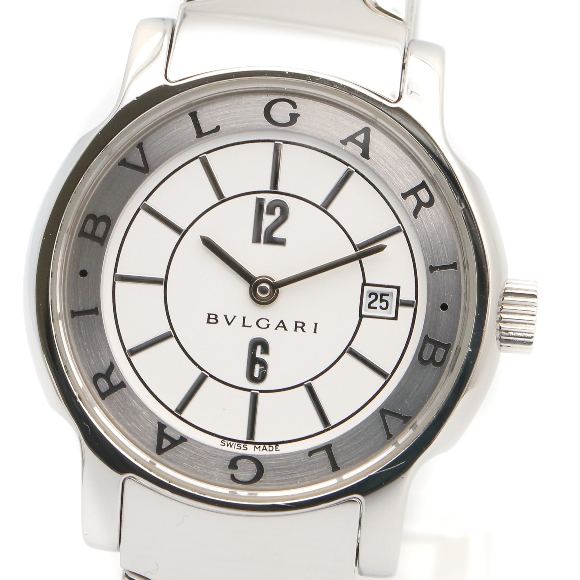 Bulgari BVLGARI Solo Tempo-horloge, roestvrij staal, dames, wit (ST29S)