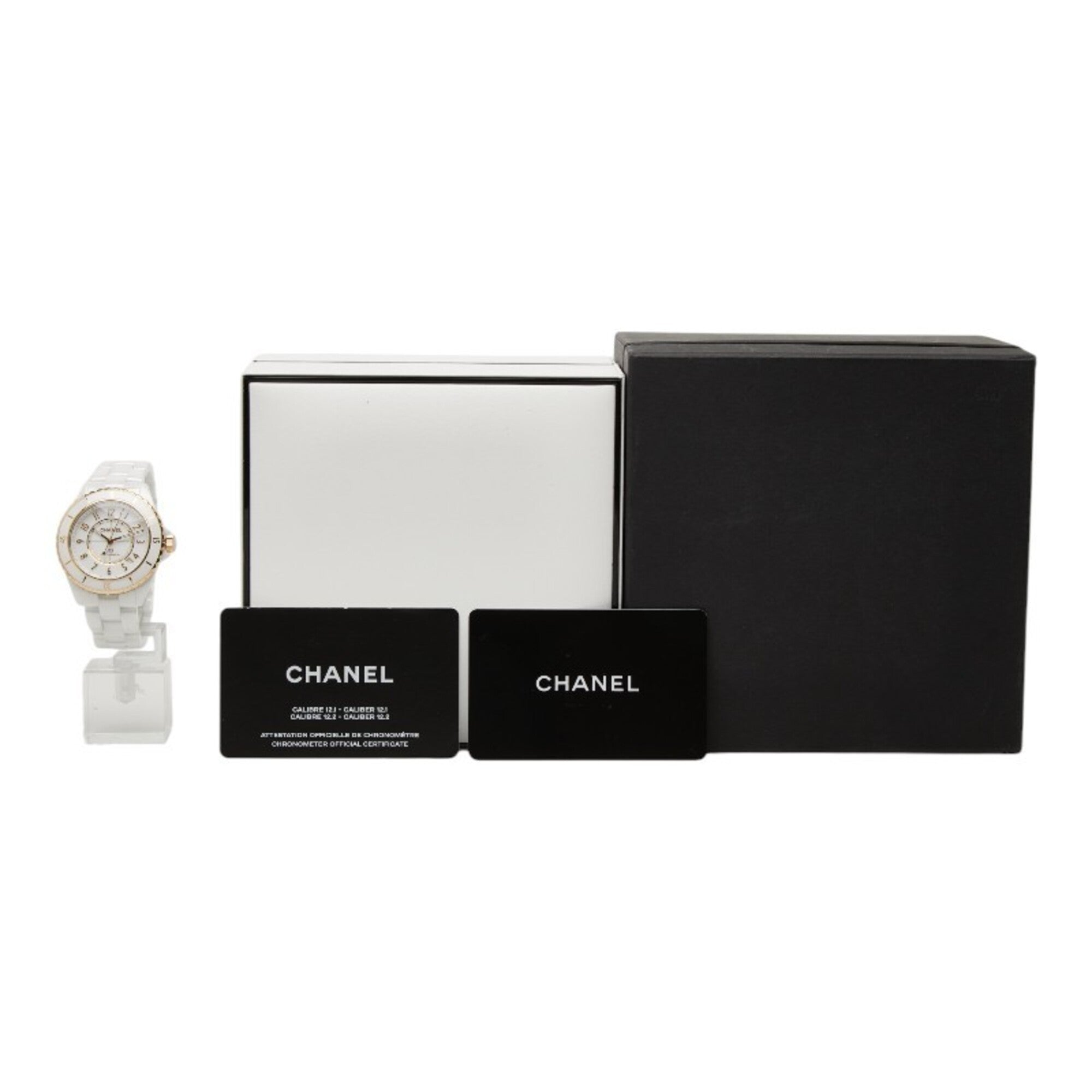 Chanel J12 Kaliber 12.1 Horloge H9540 Automatisch (met handmatige opwinding) Witte wijzerplaat 18-karaats geelgoud en keramiek Dames CHANEL