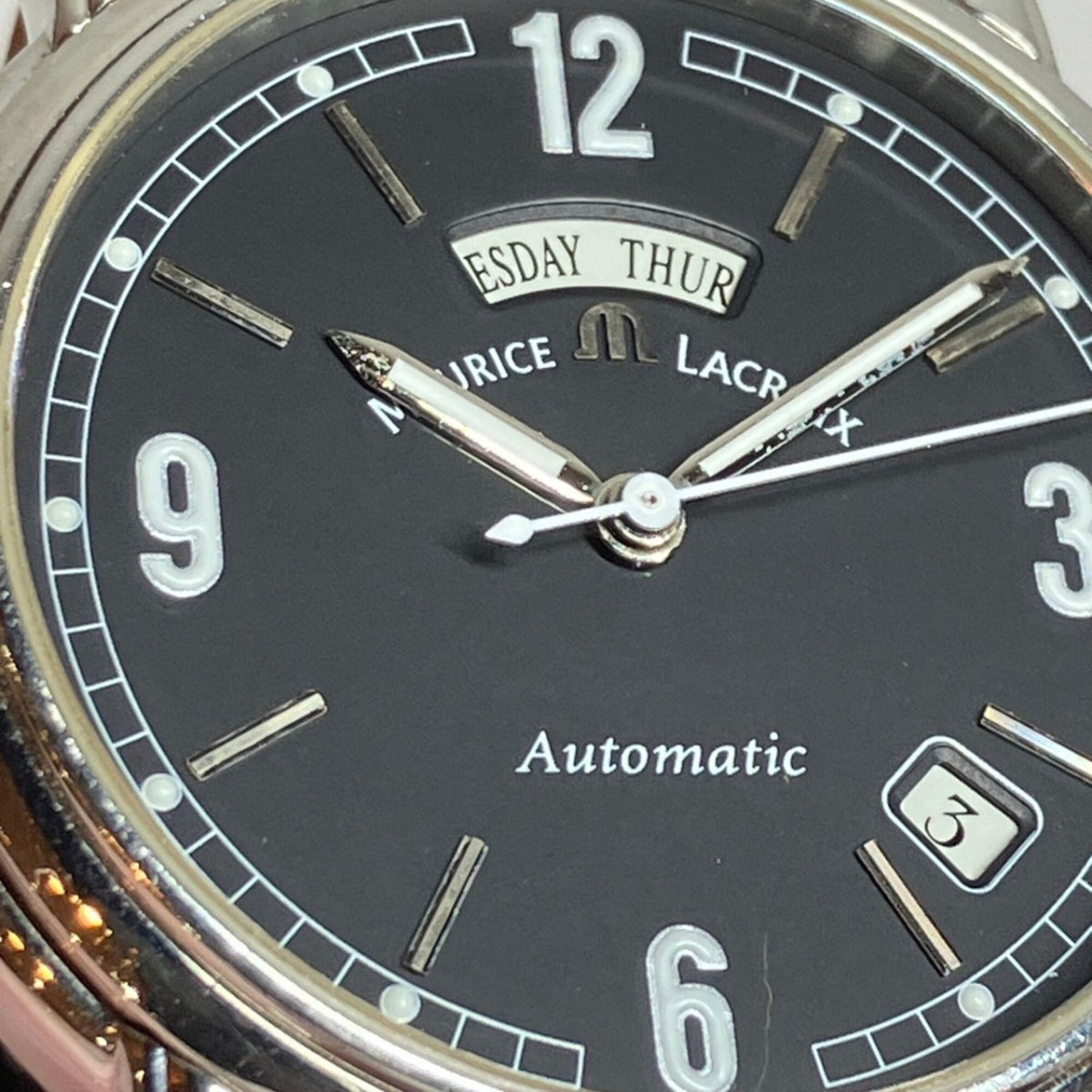Maurice Lacroix Pontos Day-Date 9777 Schwarz Zifferblatt 37 mm Uhr