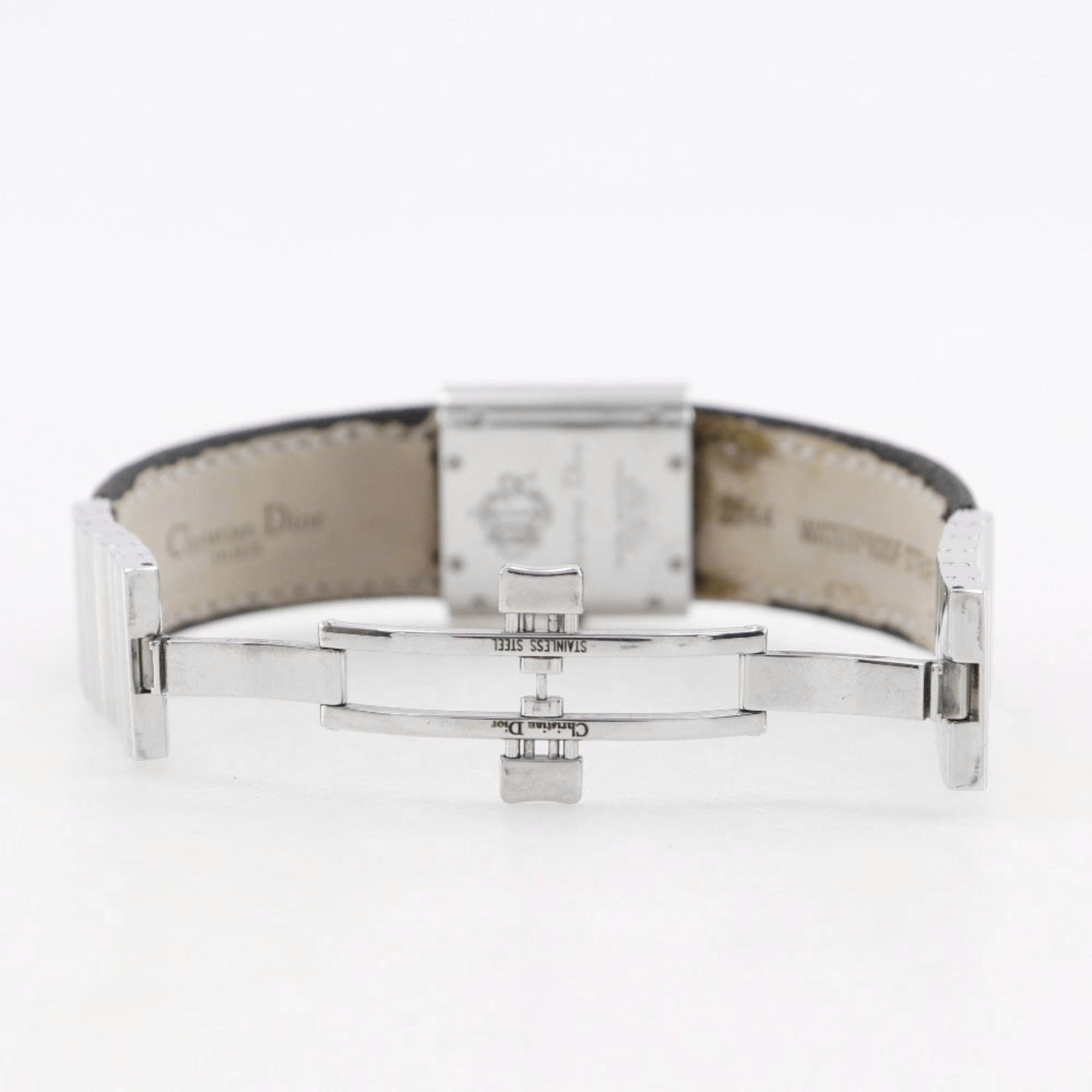 Christian Dior Riva-horloge D80-100, roestvrij staal en canvas, quartz uurwerk, analoge wijzerplaat, zilveren wijzerplaat, damesmodel