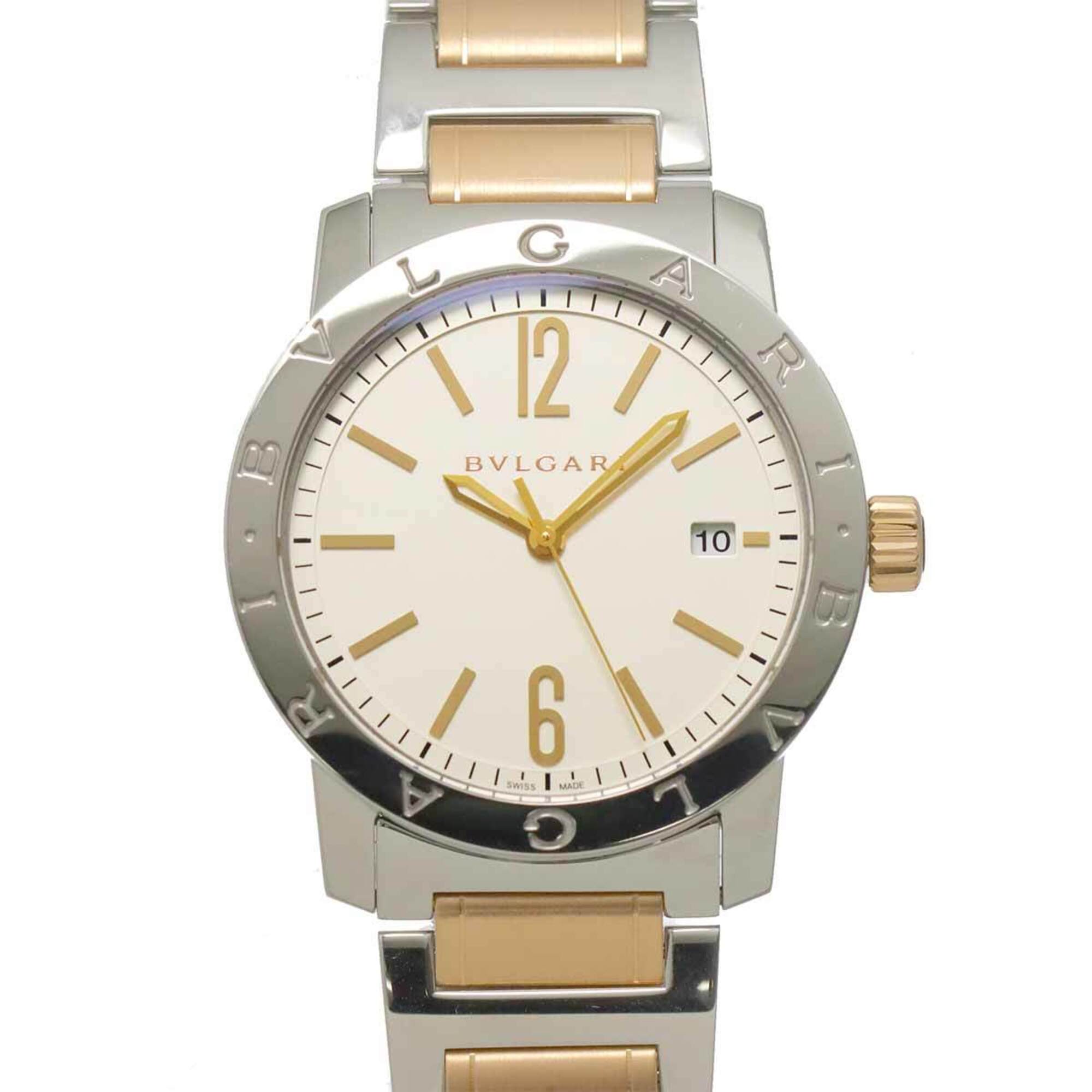 BVLGARI BB39S Men's Watch, Date, Silver & Pink Gold, Automatic Movement