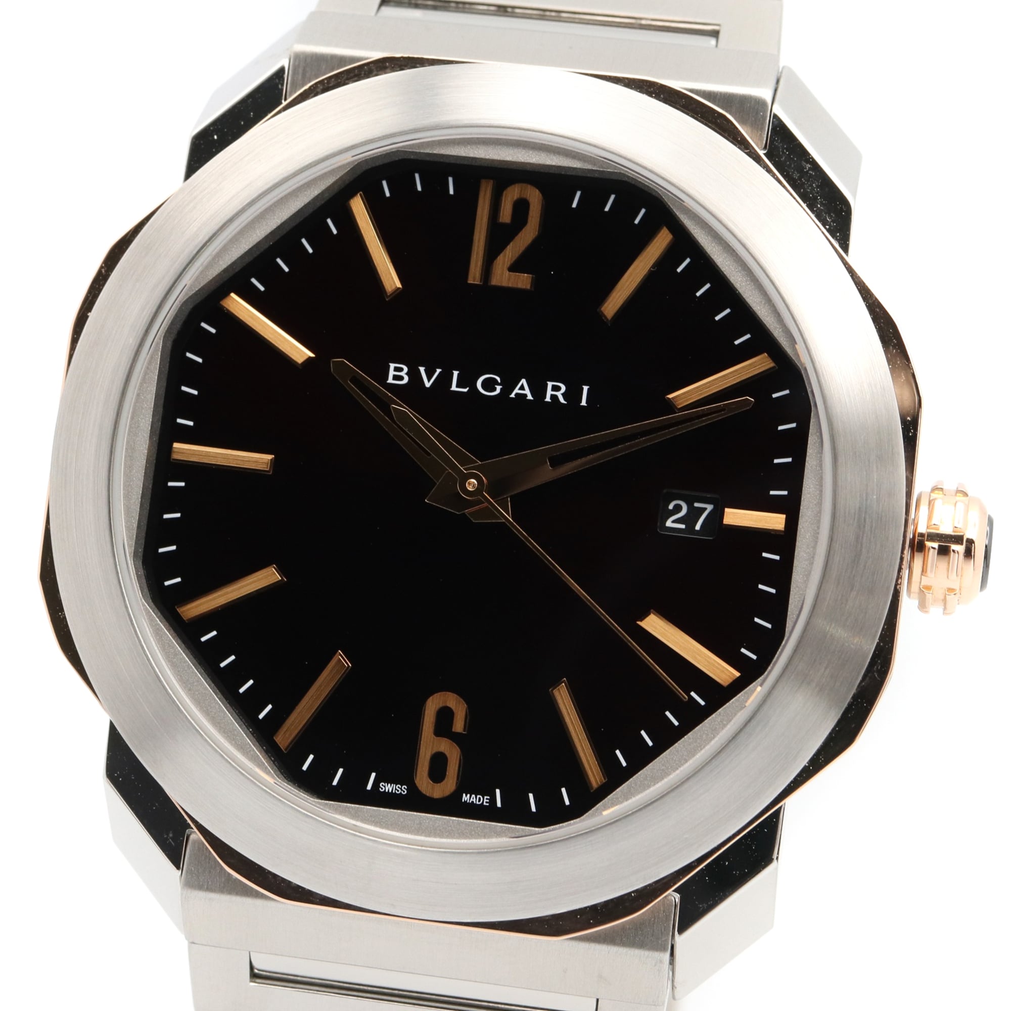 Bvlgari Bulgari BVLGARI Octo 18KPG (Rosa Gold) OCP41SG Schwarz Zifferblatt 41 mm Uhr