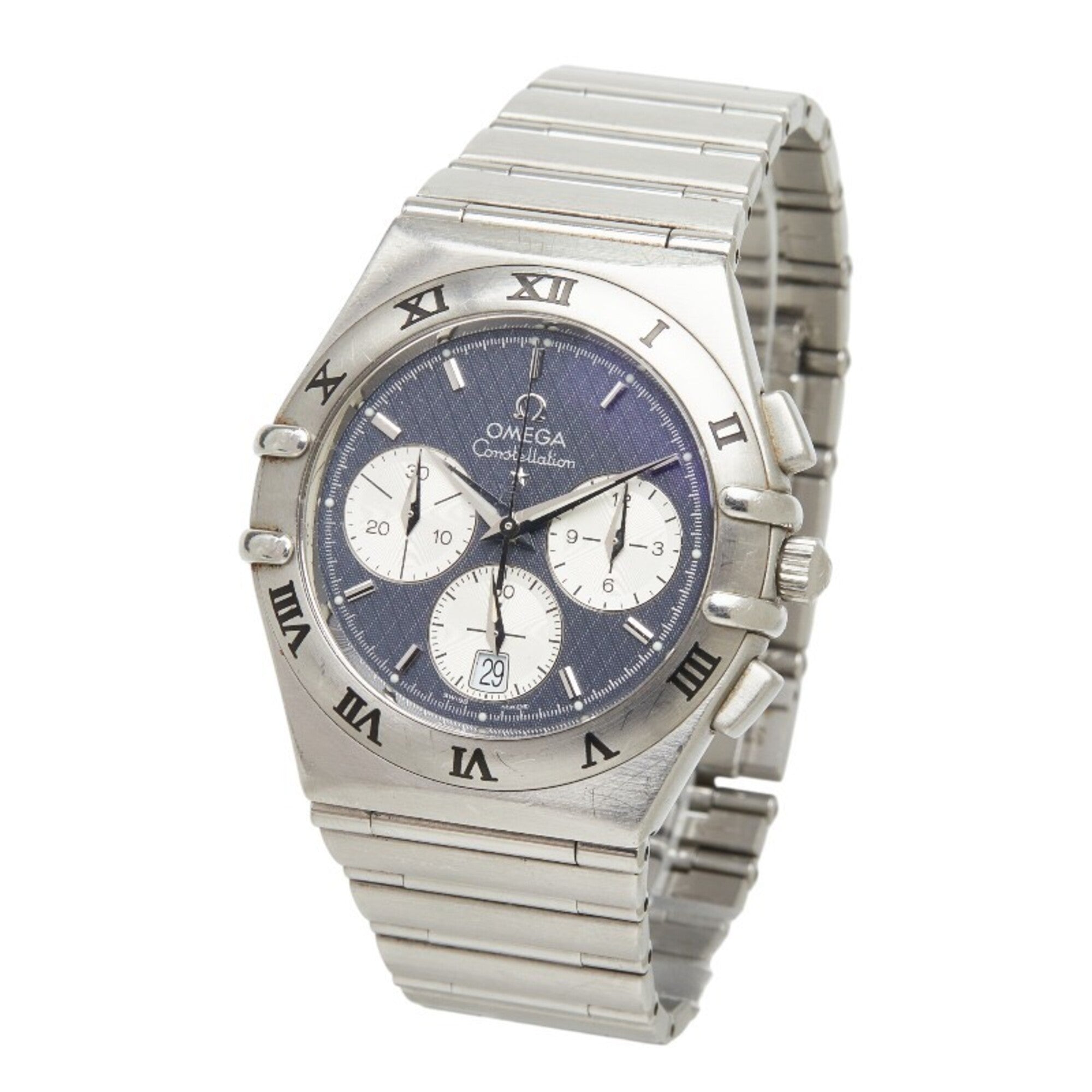 Omega Constellation Chronograph Watch 1542.40 Quartz Navy Dial Stainless Steel Men's OMEGA