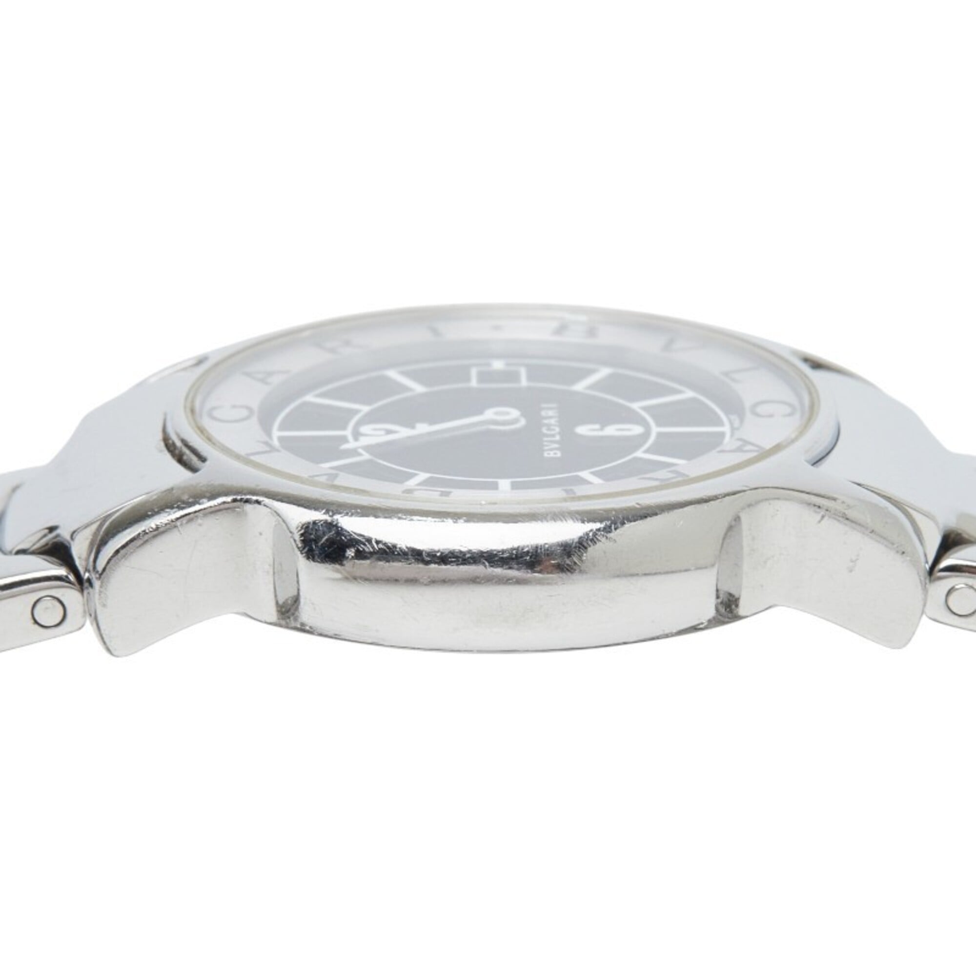Bulgari Solotempo ST29S Quarzzuhr, Schwarz Zifferblatt, Edelstahl, Damenuhr, BVLGARI