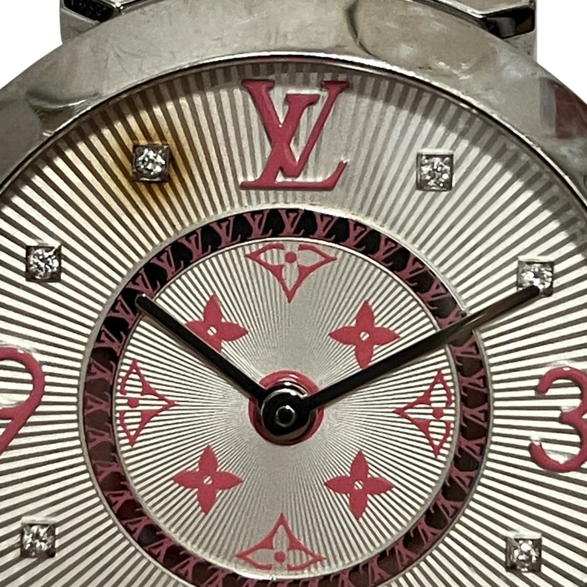 Louis Vuitton Tambour Monogram PM Watch, Verny, Total Weight 36.3g, Stainless Steel, Genuine Leather Strap, Quartz Movement, White Dial, Q12MG