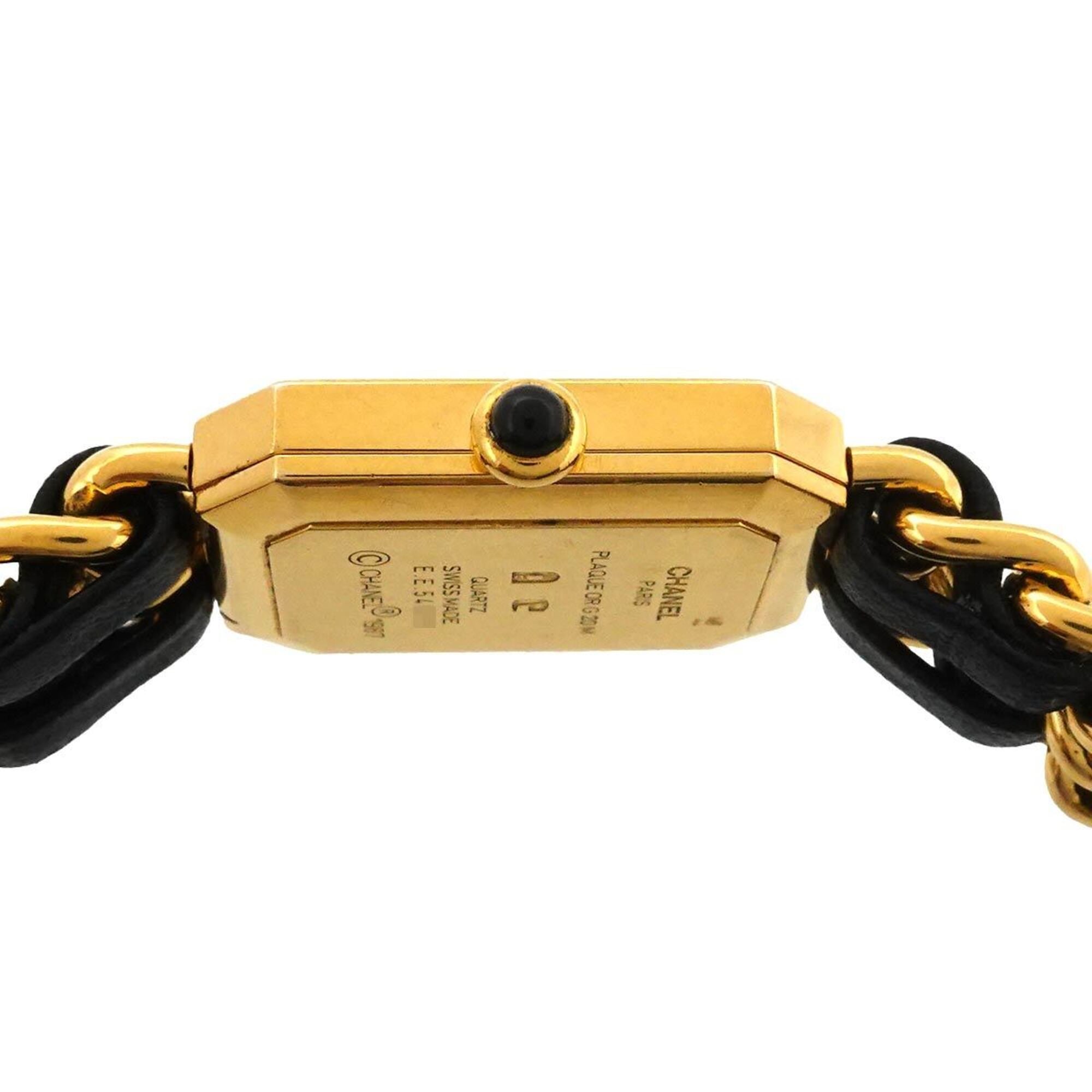 Chanel Premiere Large Size H0001 Wo Black Gold Quartz