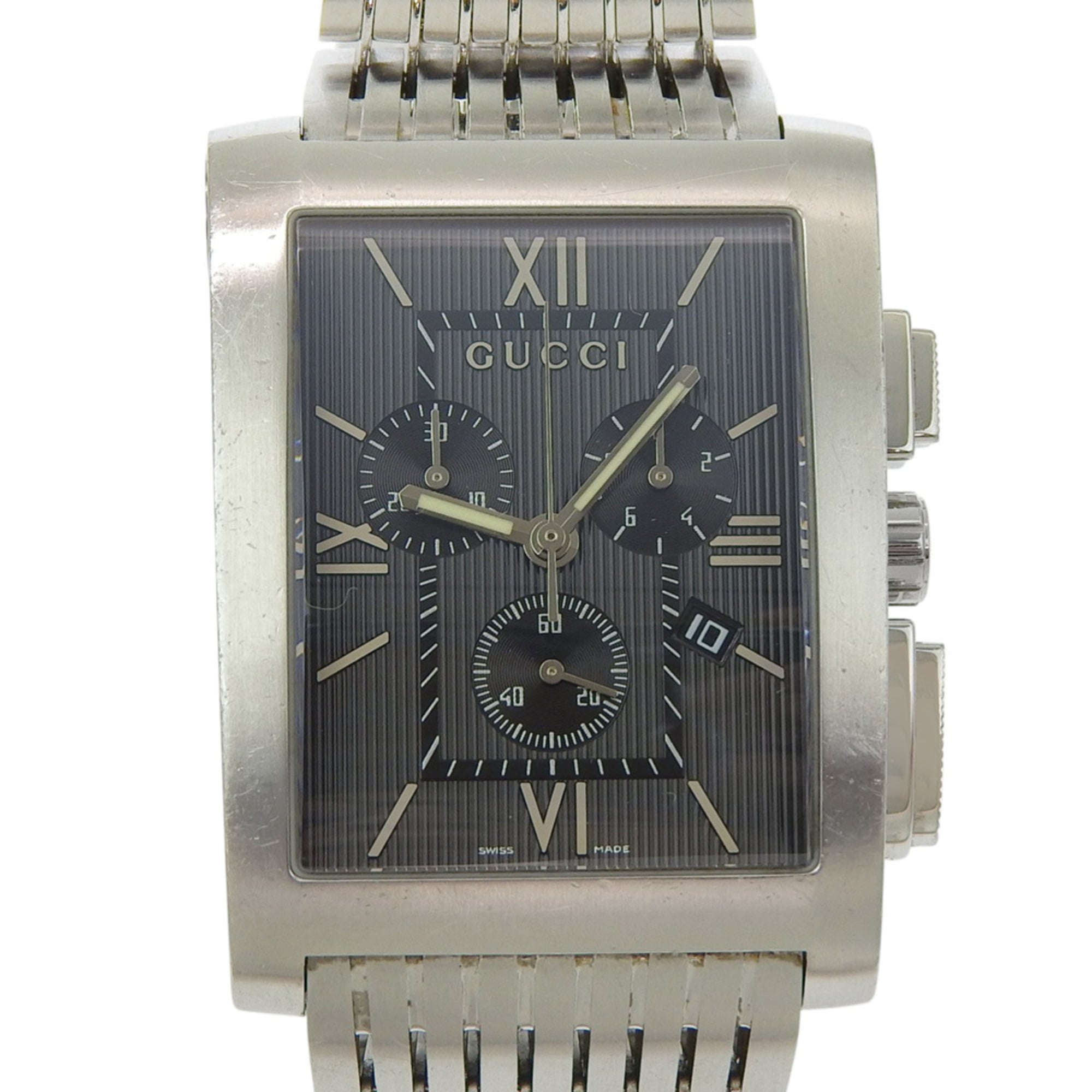 Gucci G-Metro 8600M Stainless Steel Quartz Chronograph Watch with Blac